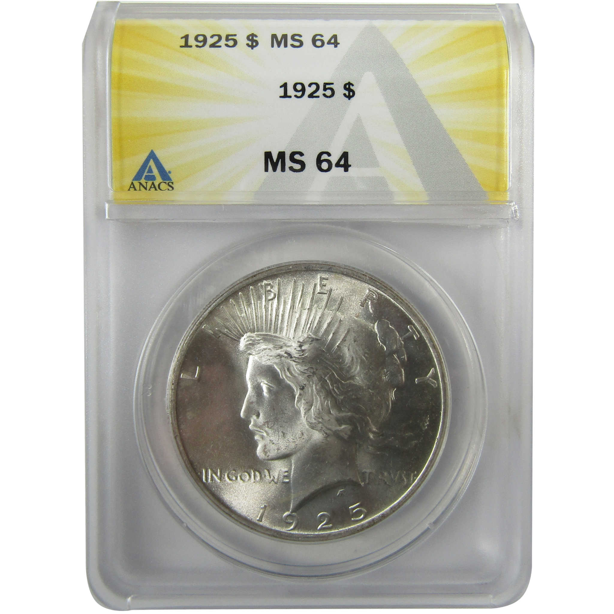 1925 Peace Silver Dollar MS 64 ANACS Uncirculated $1 Coin SKU:I28066