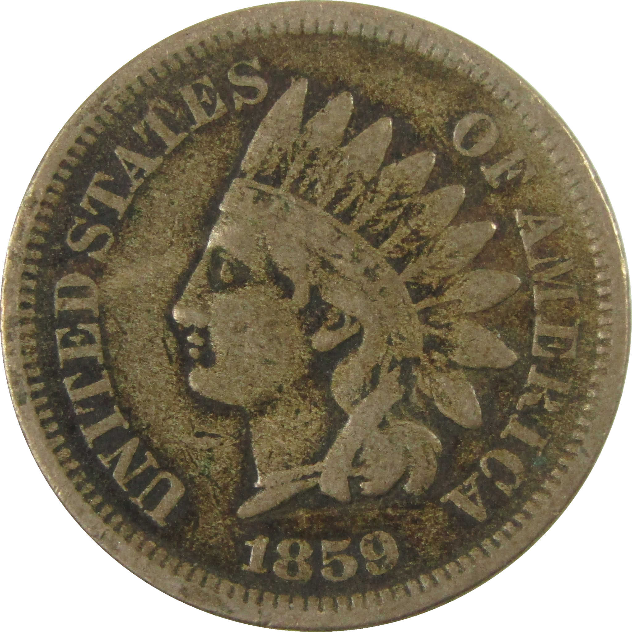 1859 Indian Head Cent F Fine Penny 1c Coin Collectible SKU:I28339