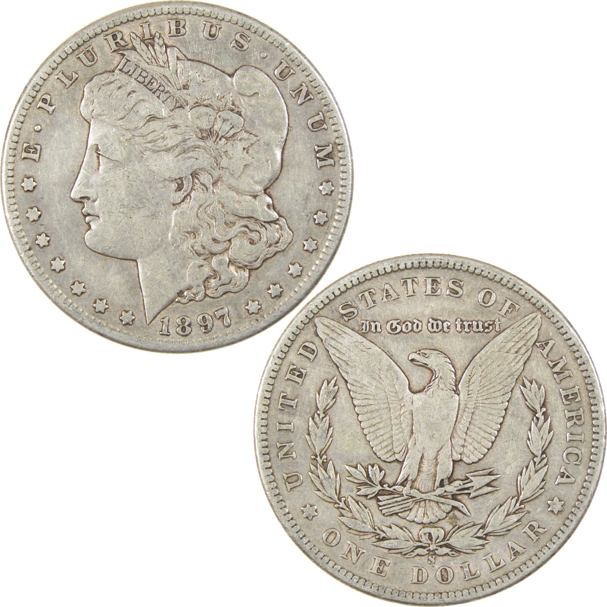 1897 S Morgan Dollar VF Very Fine Silver $1 Coin SKU:I11261 - Morgan coin - Morgan silver dollar - Morgan silver dollar for sale - Profile Coins &amp; Collectibles