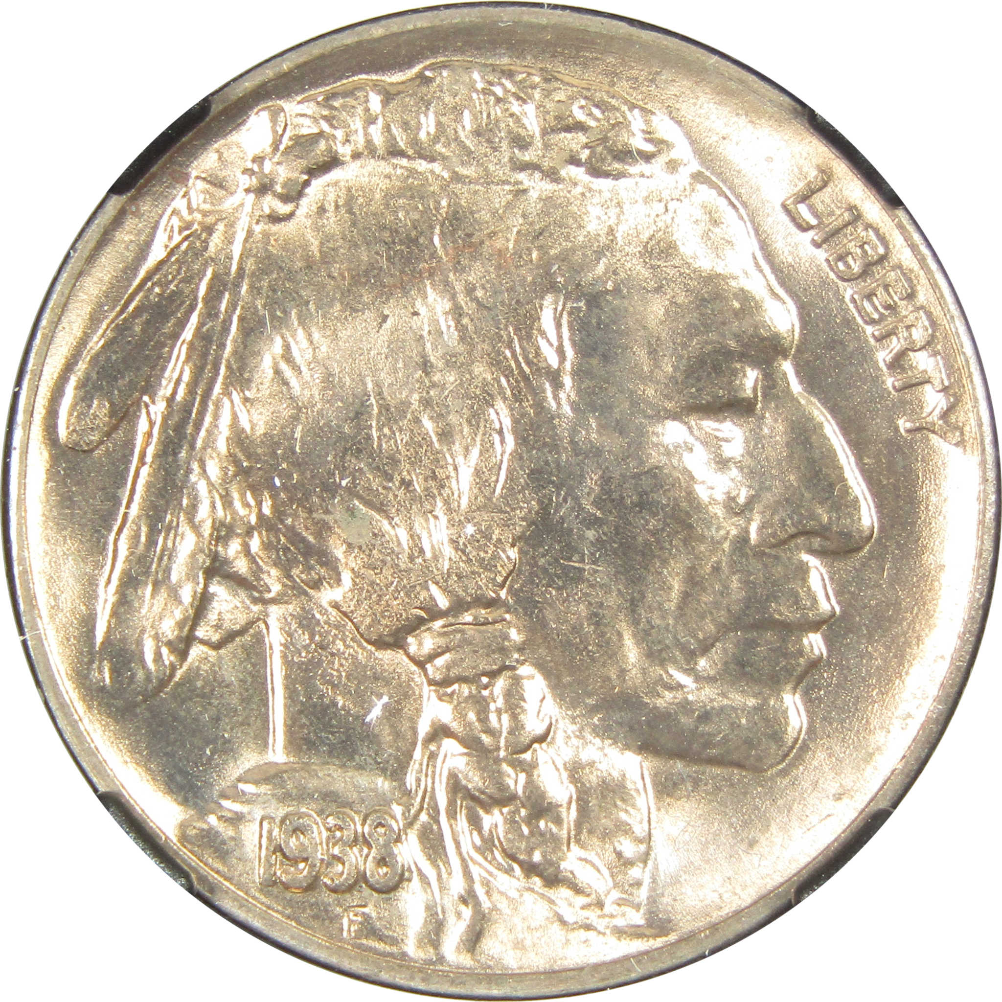 1938 D Buffalo Nickel MS 66 NGC 5c Original Bag Fragment SKU:I14584