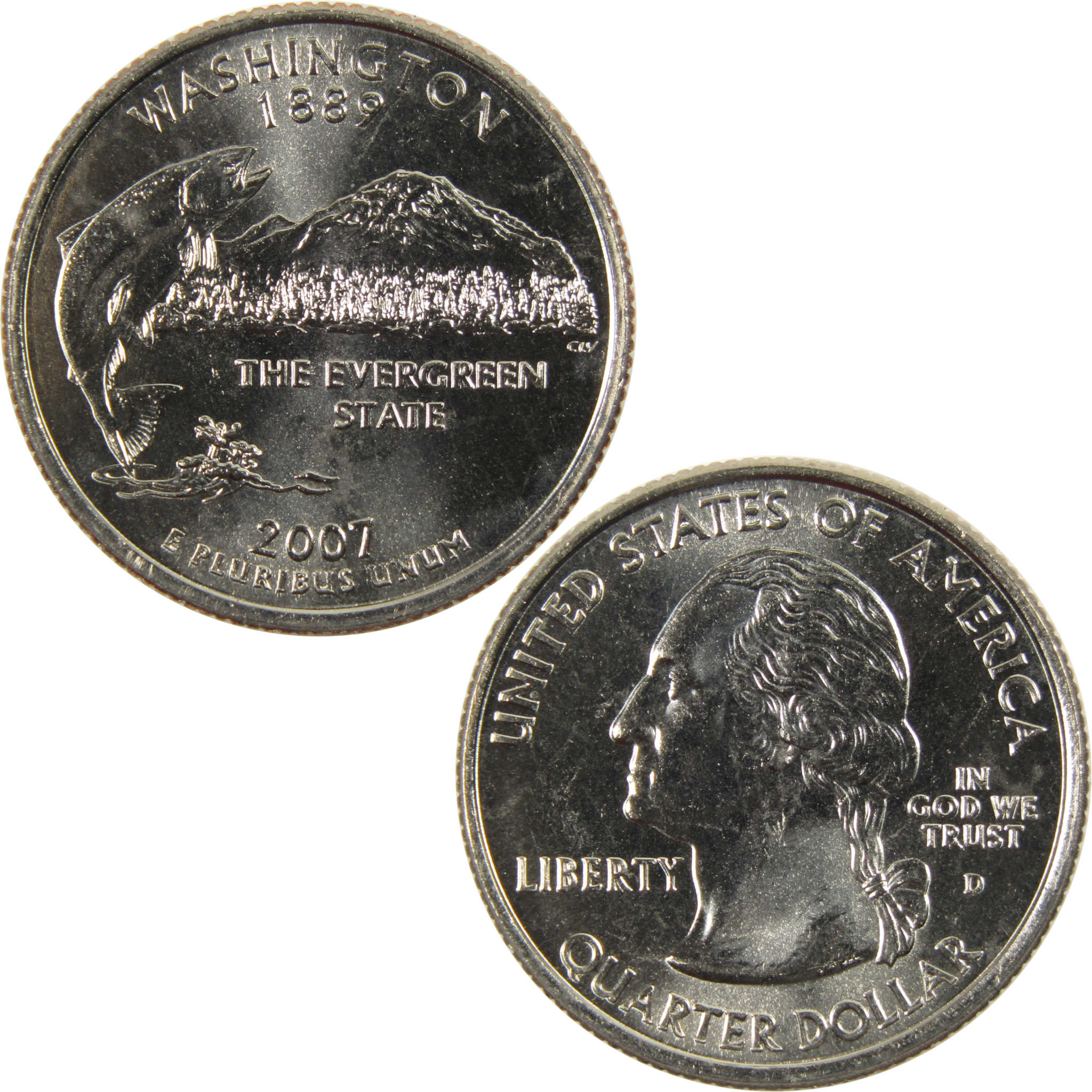 2007 D Washington State Quarter BU Uncirculated Clad 25c Coin