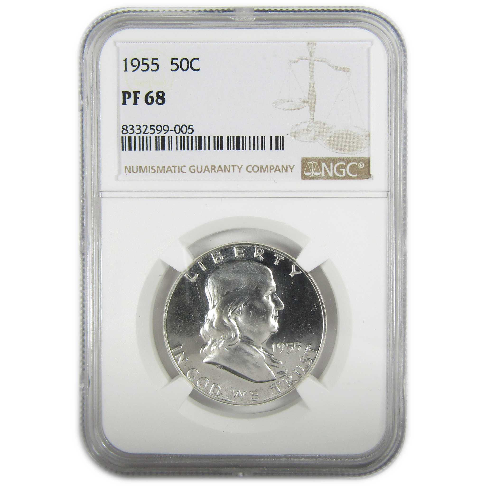 1955 Franklin Silver Half Dollar PF 68 NGC Proof 50c Coin SKU:I27407