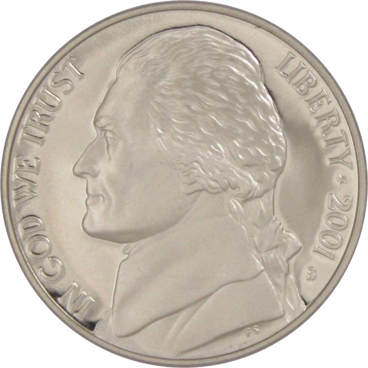 2001 S Jefferson Nickel Proof 5c Coin Collectible