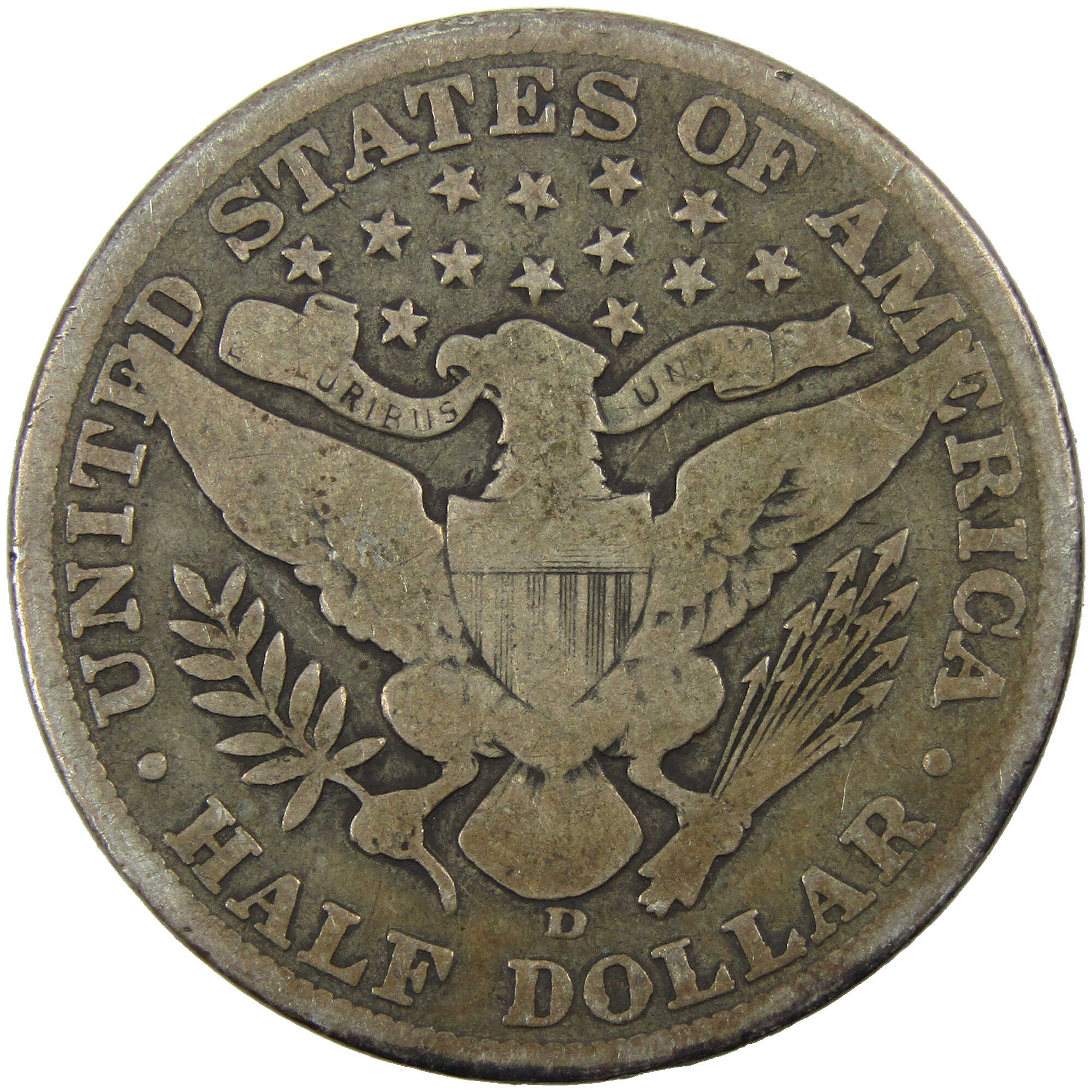 1912 D Barber Half Dollar G Good Silver 50c Coin SKU:I12770