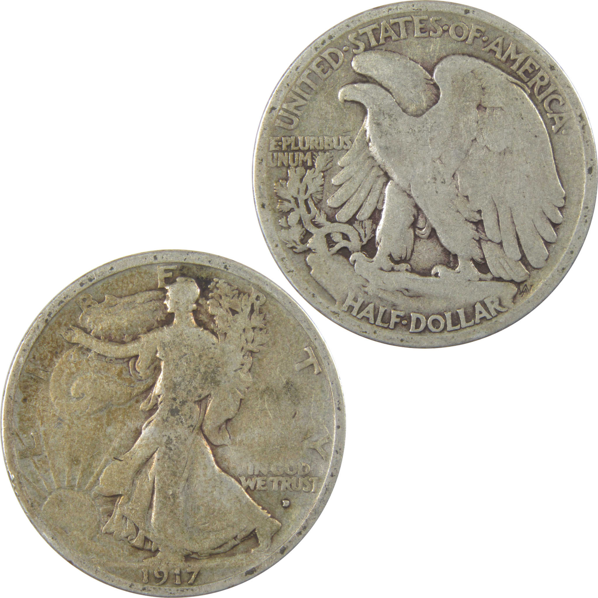 1917 D Obverse Liberty Walking Silver 50c VG Very Good SKU:I24120