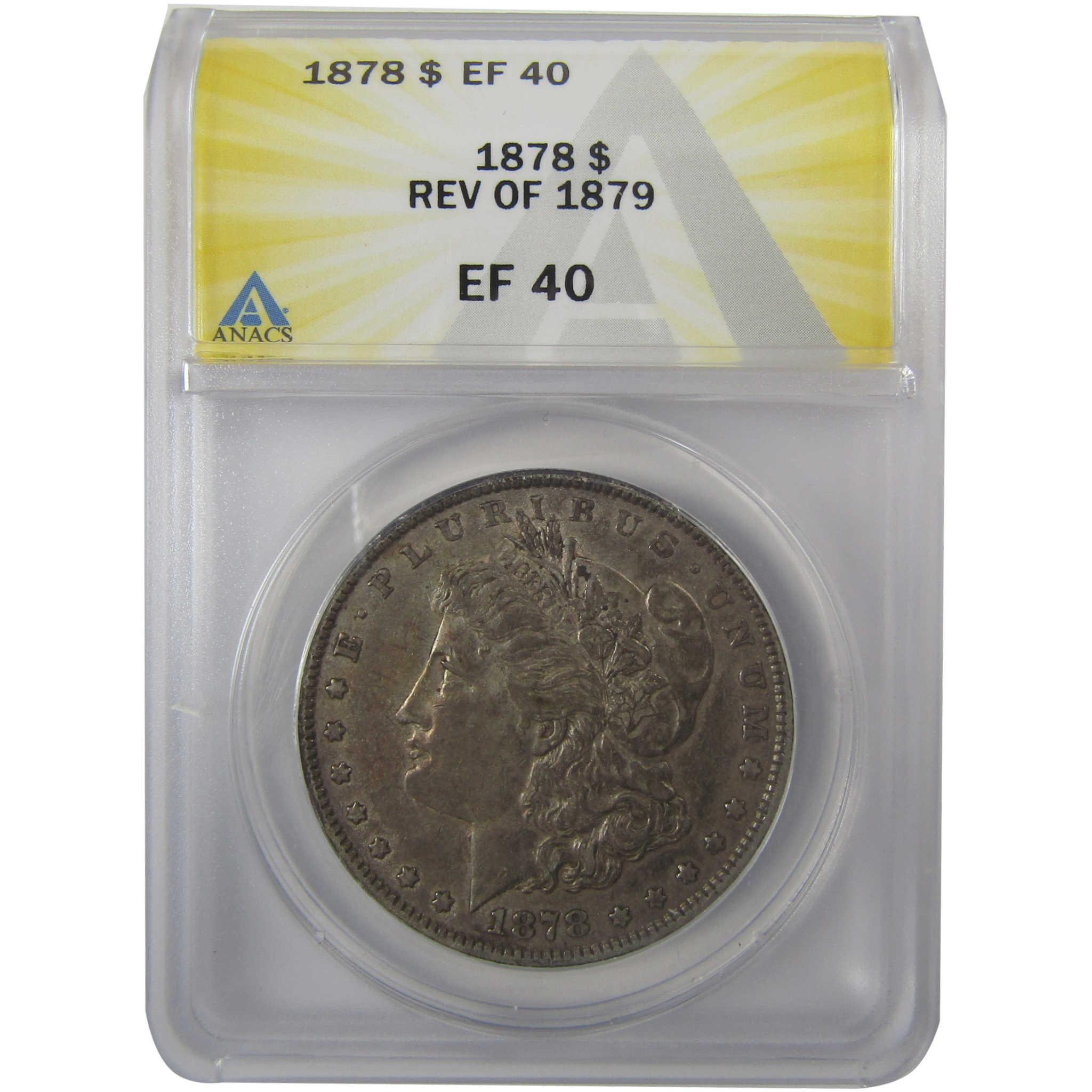 1878 7TF Rev 79 Morgan Silver Dollar EF 40 ANACS $1 Coin SKU:I24918 - Morgan coin - Morgan silver dollar - Morgan silver dollar for sale - Profile Coins &amp; Collectibles