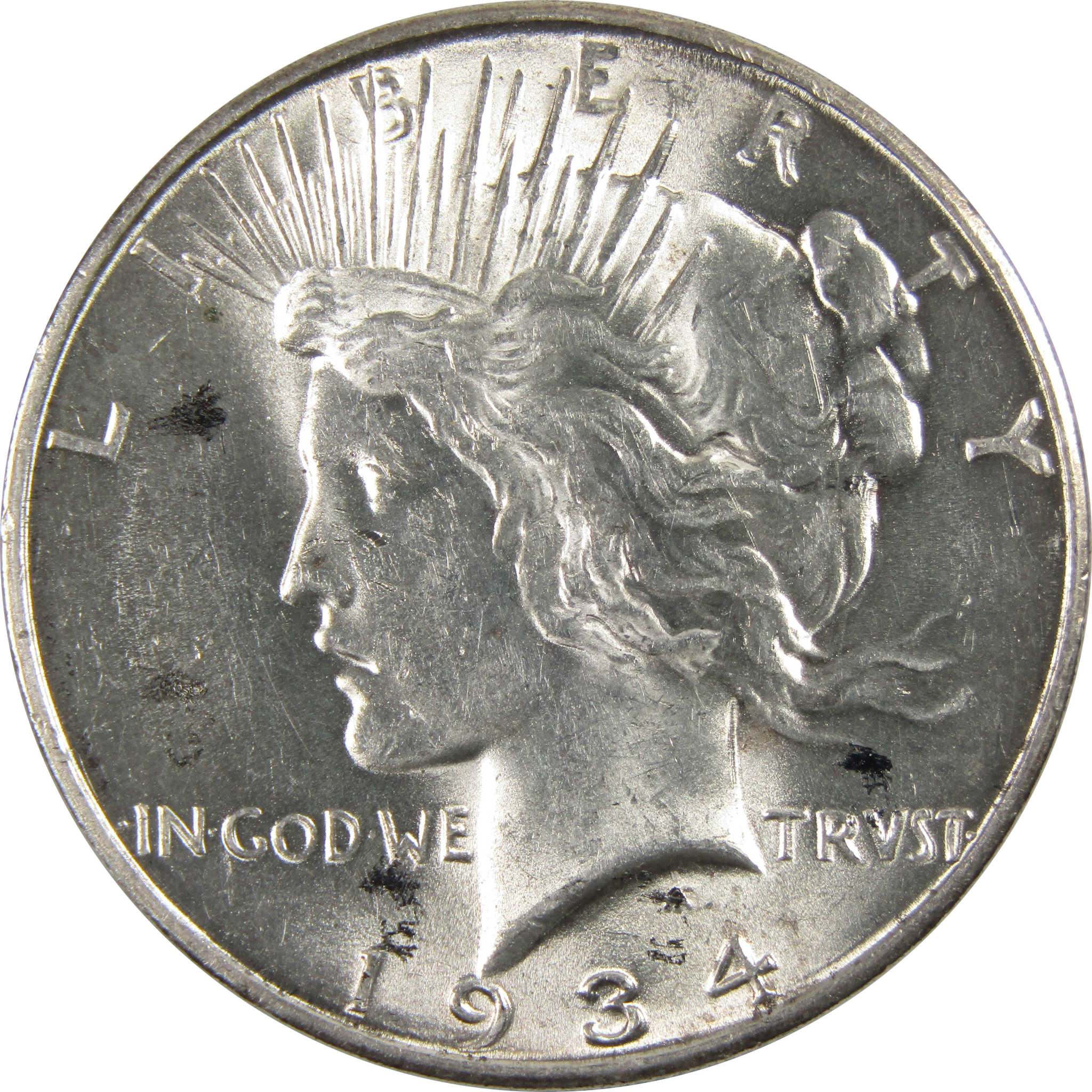 1934 D Peace Dollar Borderline Uncirculated 90% Silver $1 SKU:I8183