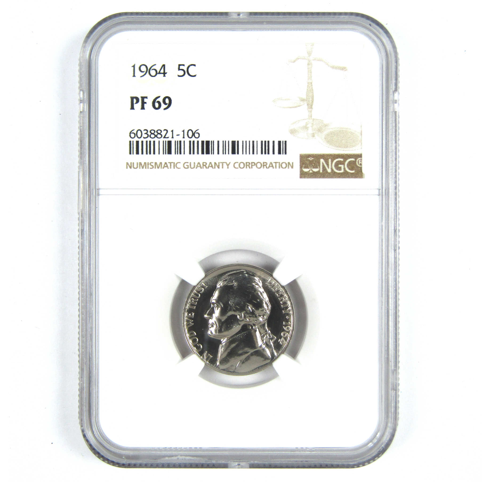 1964 Jefferson Nickel PF 69 NGC 5c Proof Coin SKU:CPC8608