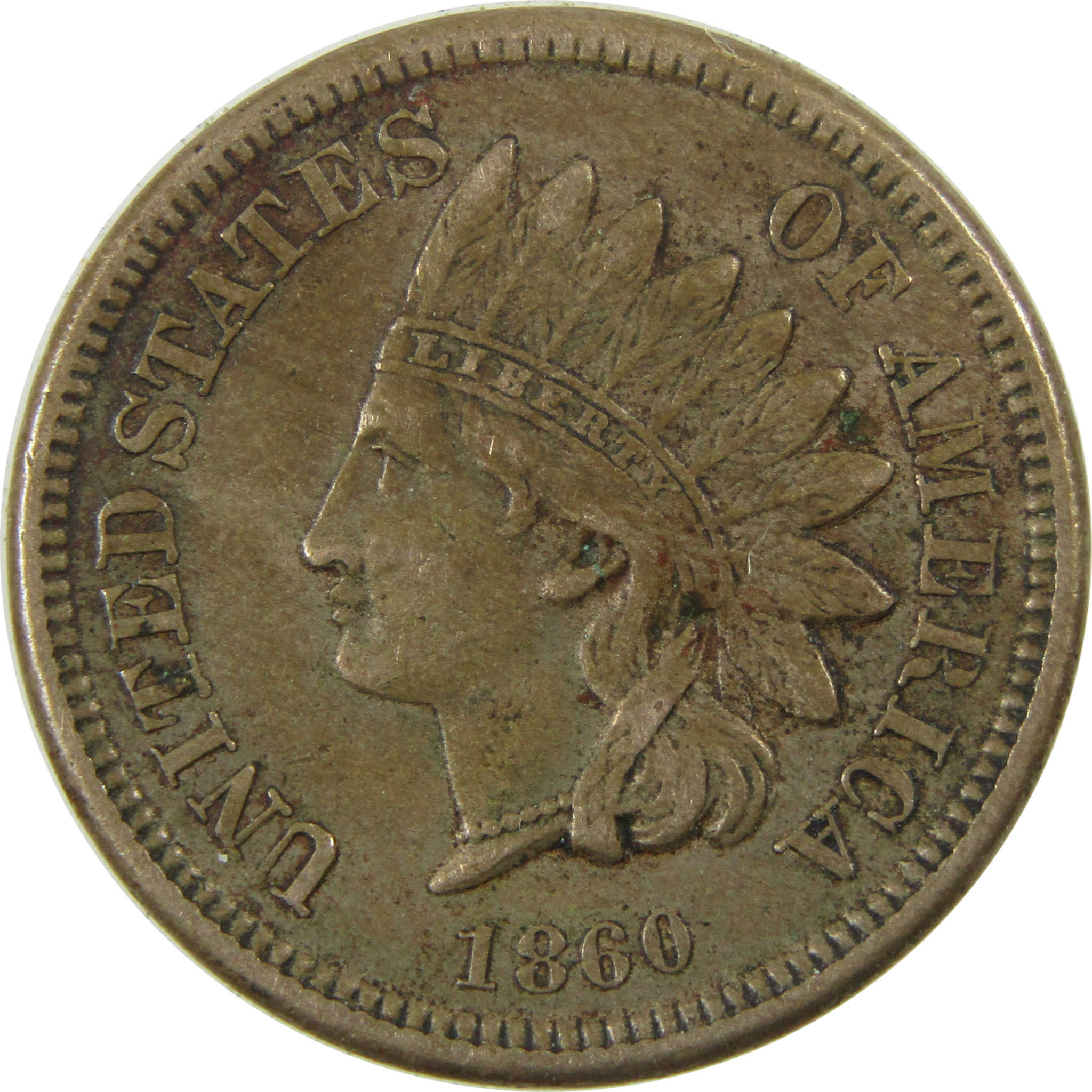 1860 Pointed Bust Indian Head Cent XF EF Extremely Fine SKU:CP1135