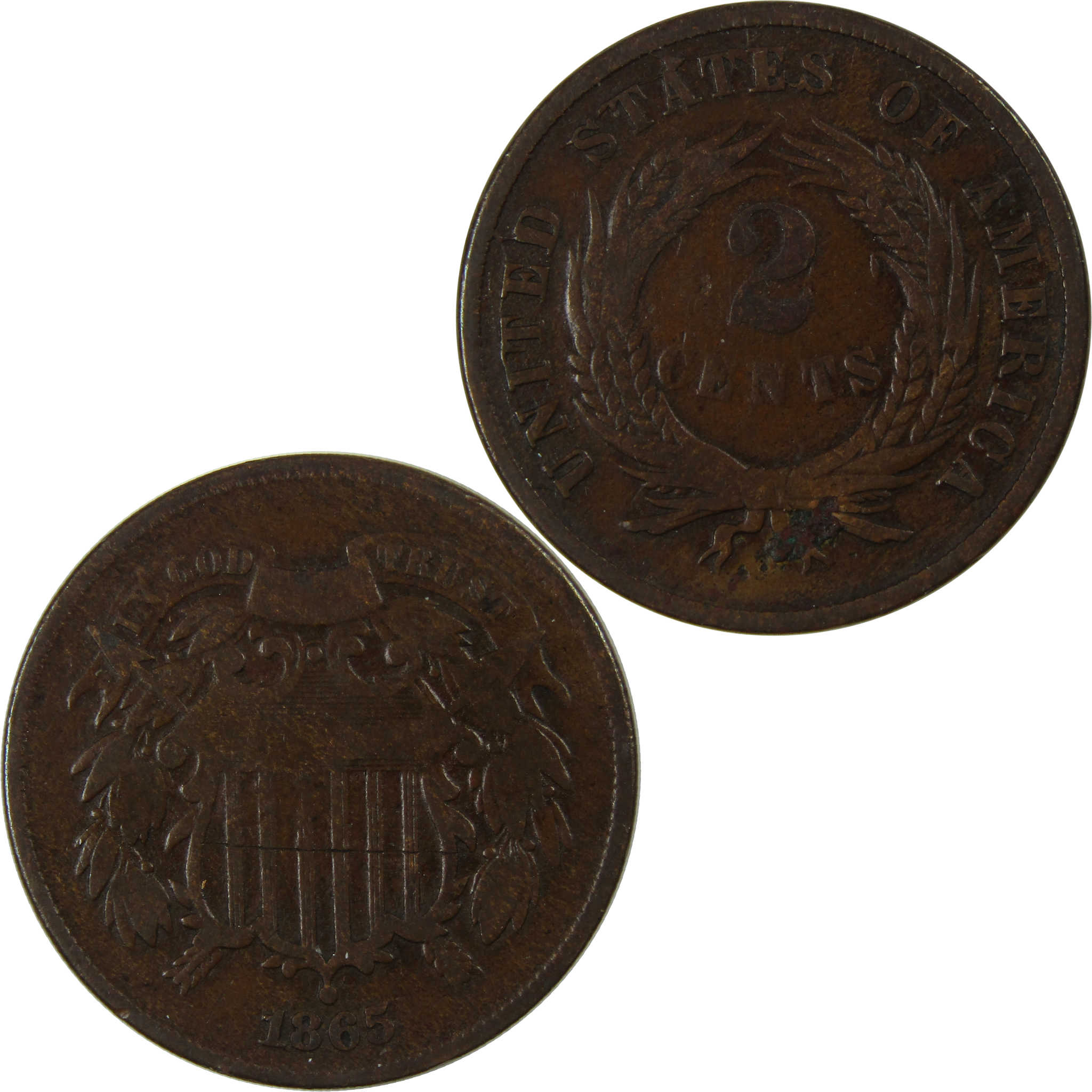 1865 Two Cent Piece VG Very Good 2c Coin SKU:I23914