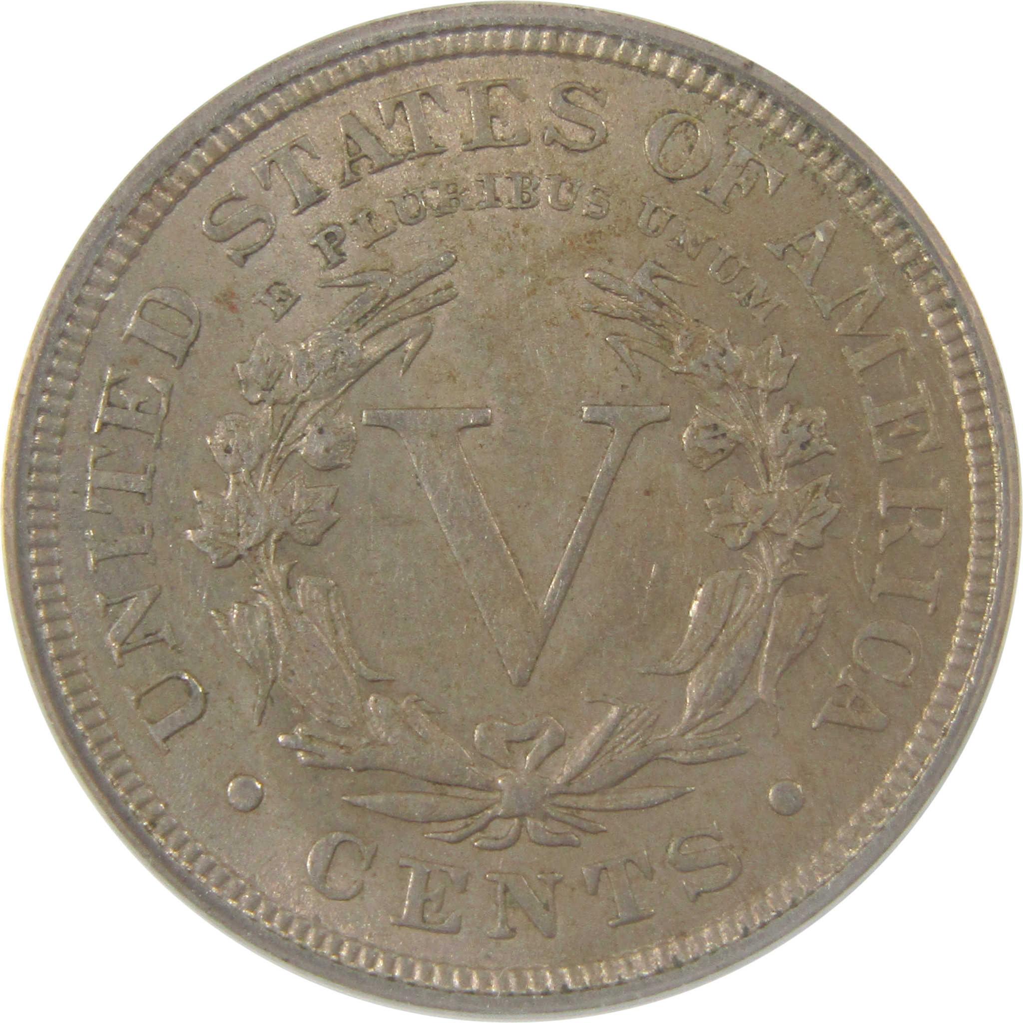 1890 Liberty Head V Nickel AU 55 ANACS 5c Coin Collectible SKU:I23390