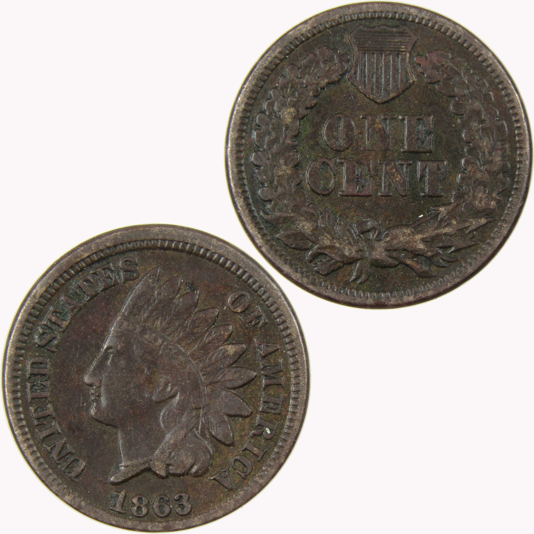 1863 Indian Head Cent VF Very Fine Details Penny 1c Coin SKU:CP1111