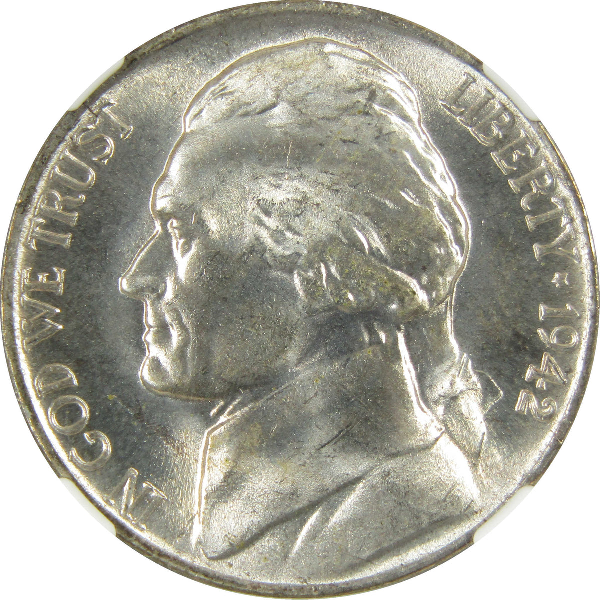 1942 P Jefferson Wartime Silver Nickel MS 65 5FS NGC Coin SKU:I28708