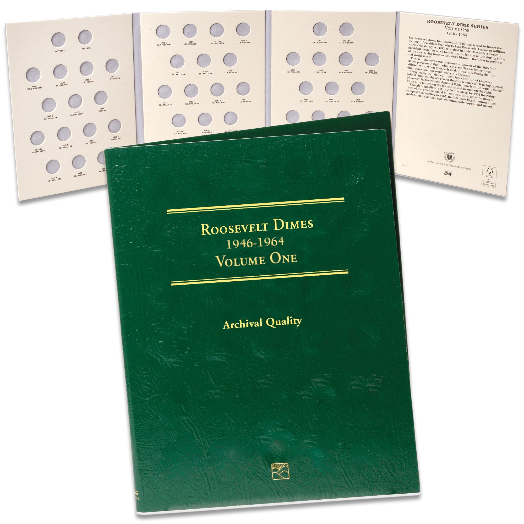 1946-1964 Roosevelt Dime Folder Volume 1 Littleton Coin Company