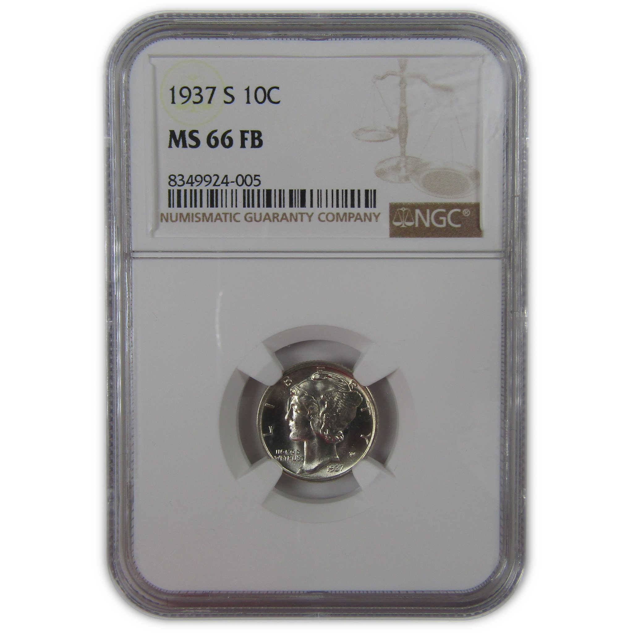 1937 S Mercury Dime MS 66 FB NGC Silver Uncirculated SKU:I23196