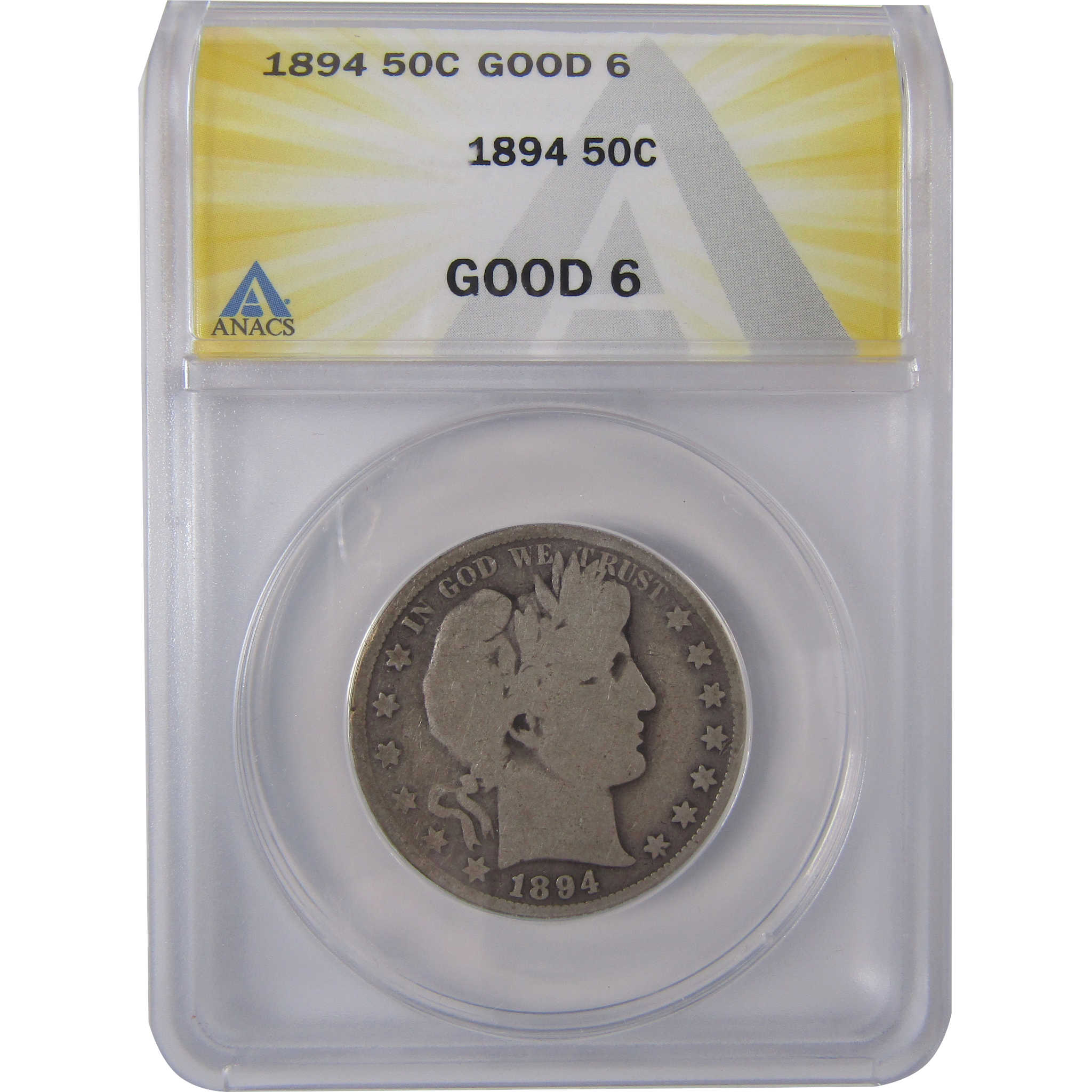 1894 Barber Half Dollar G 6 ANACS Silver 50c Coin SKU:I17488