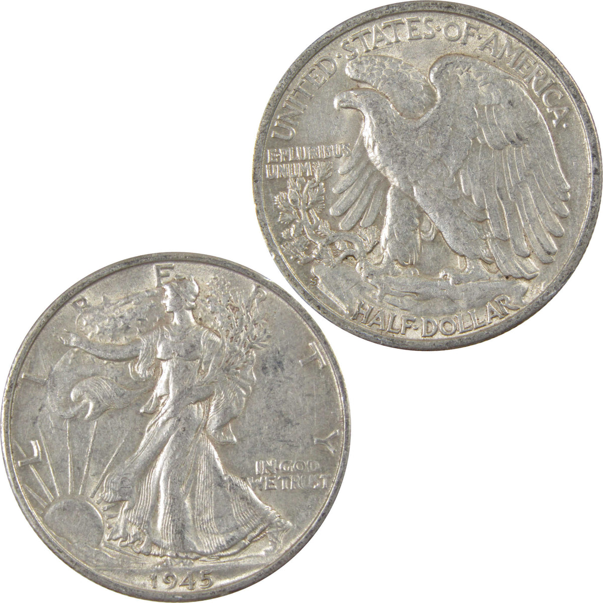 1945 S Liberty Walking Silver 50c AU About Uncirculated SKU:I28665