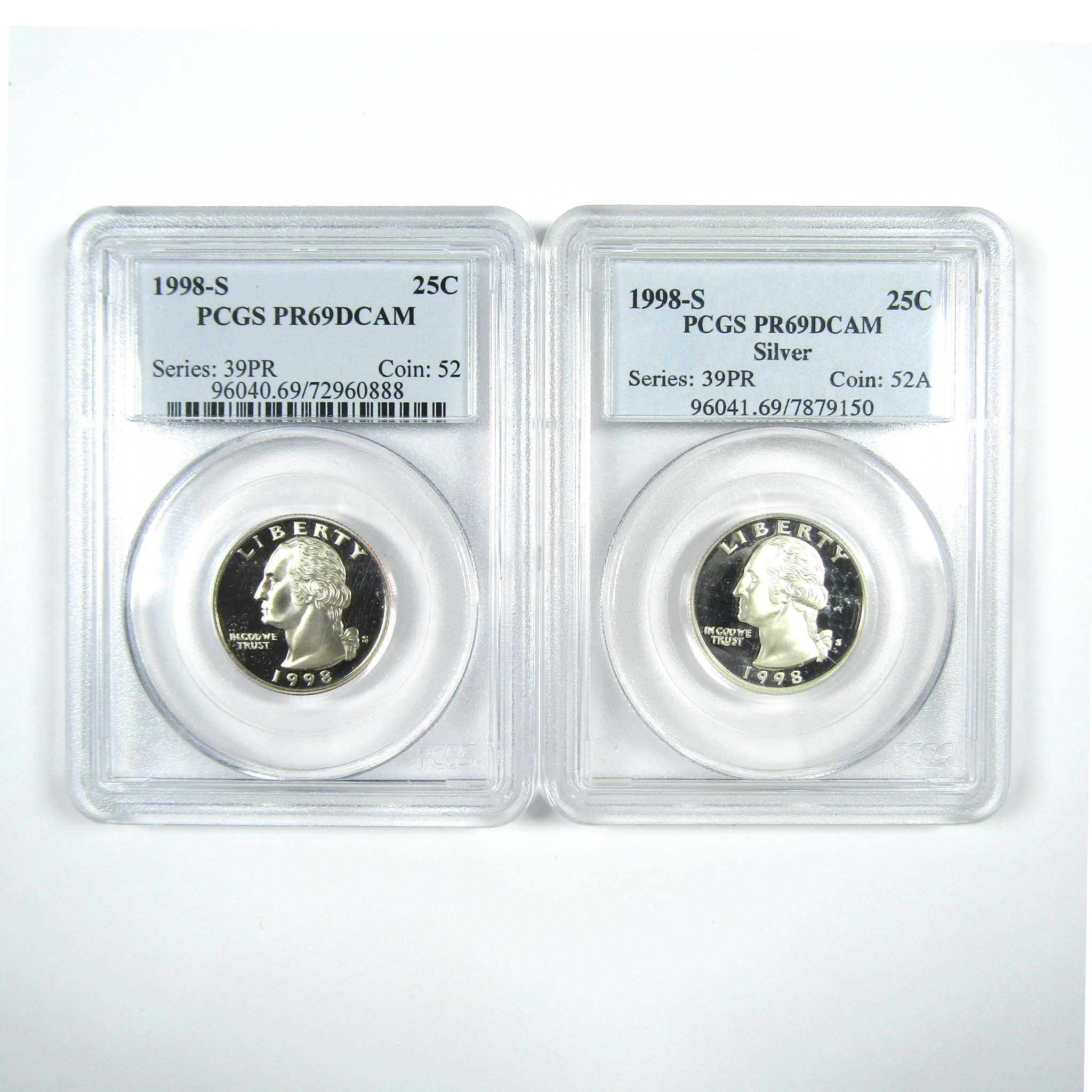 1998 S Washington Quarter 2 Piece Set PR 69 DCAM PCGS SKU:CPC7427