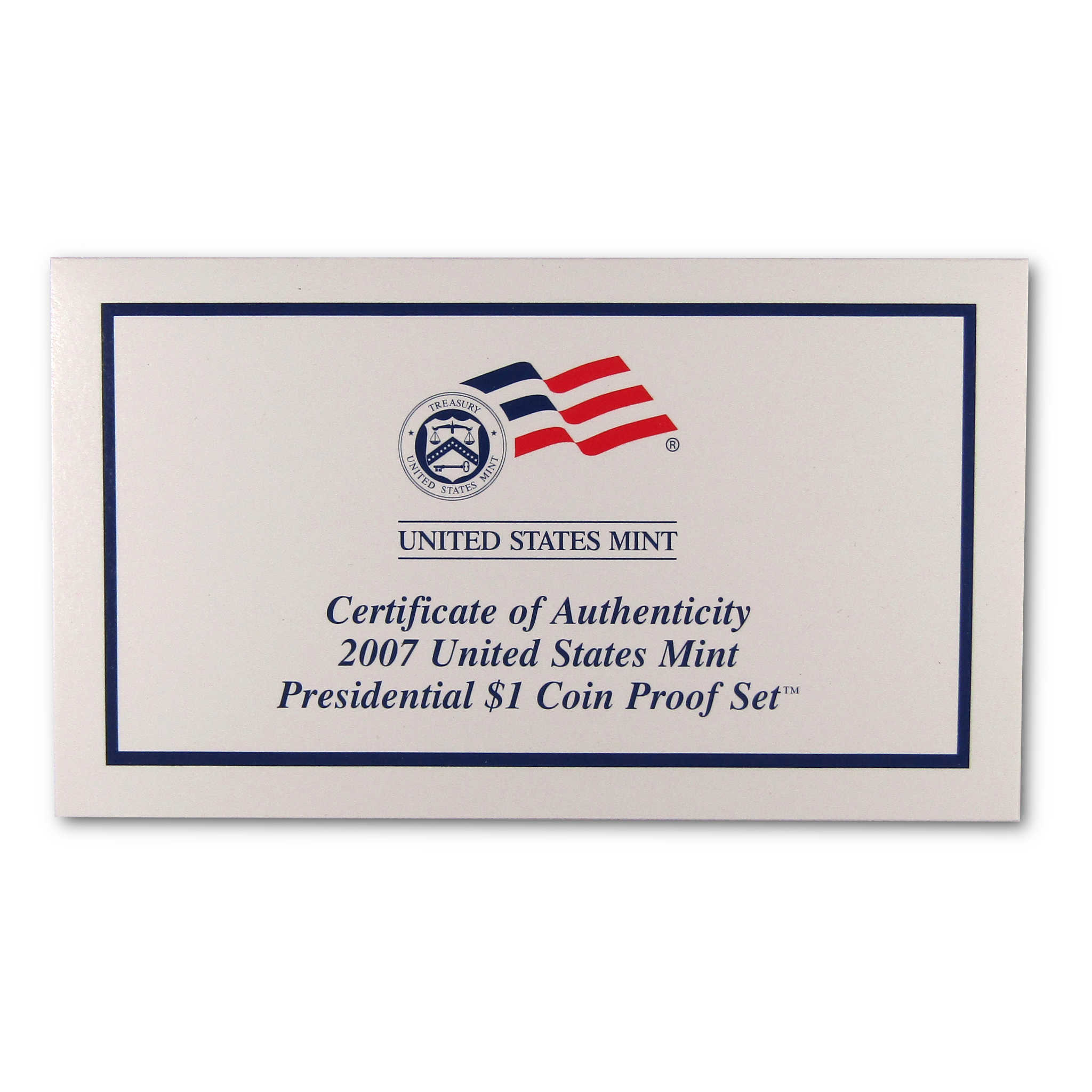 2007 Presidential Dollar Proof Set U.S. Mint Packaging OGP COA