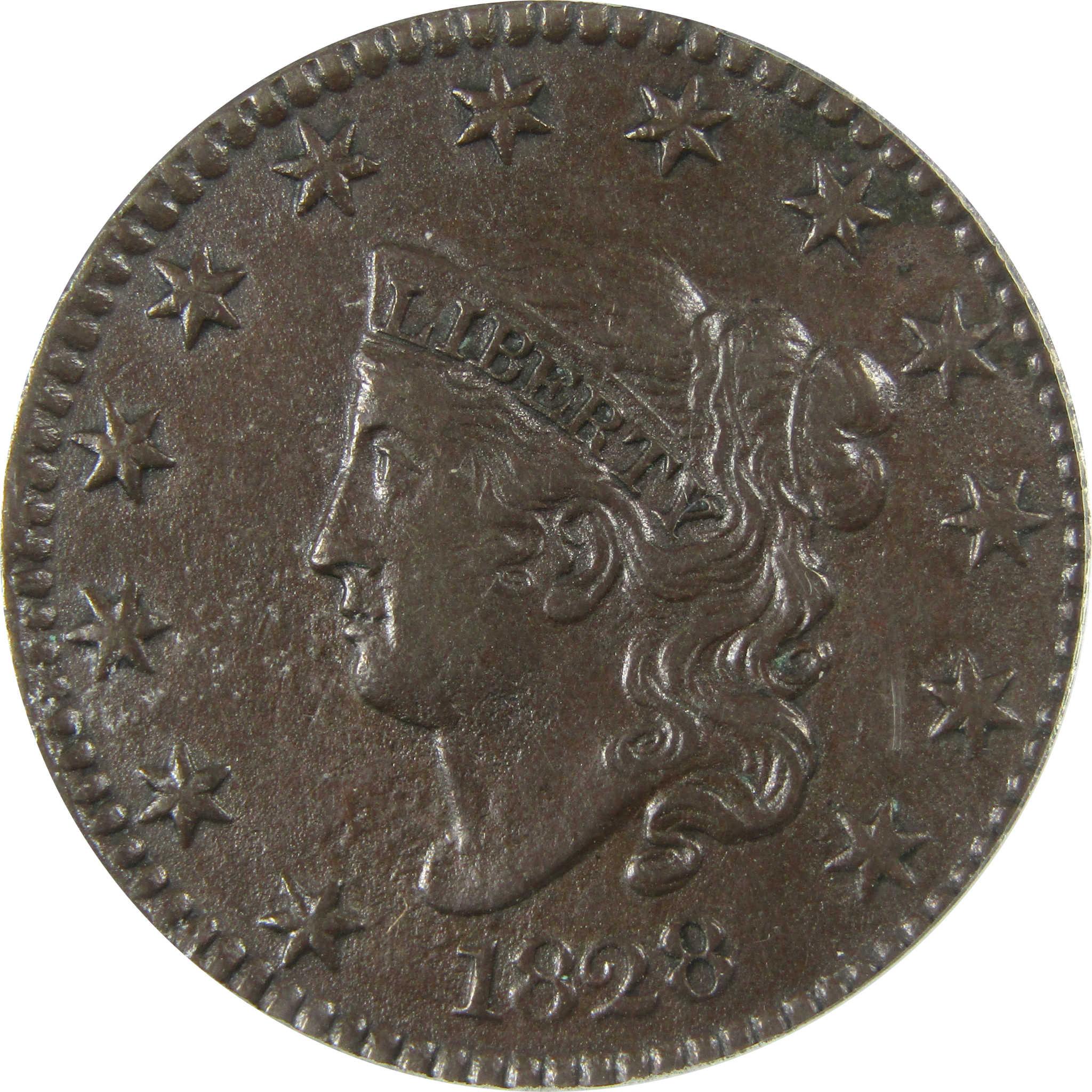 1828 Large Date Coronet Head Large Cent EF 40 Details ANACS SKU:CP625