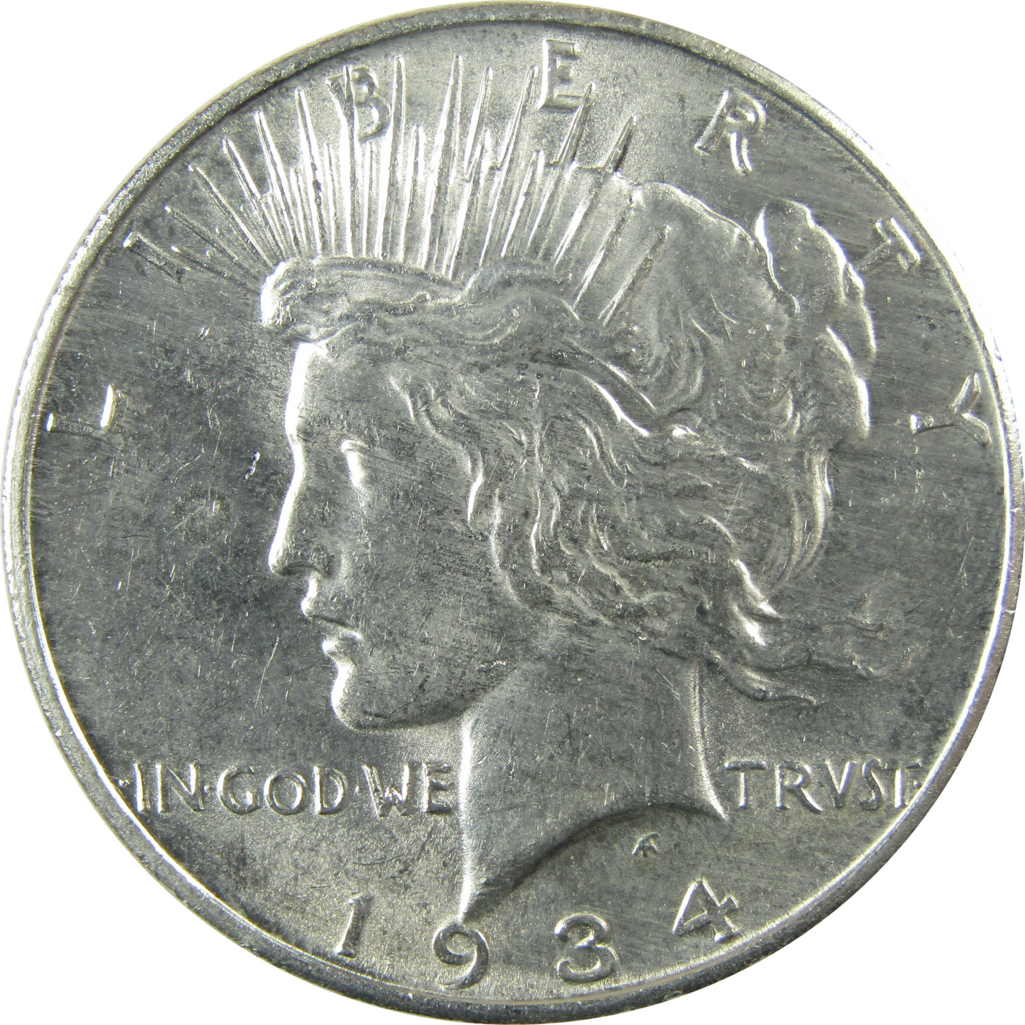 1934 D Peace Silver Dollar Borderline Uncirculated $1 Coin SKU:I24763