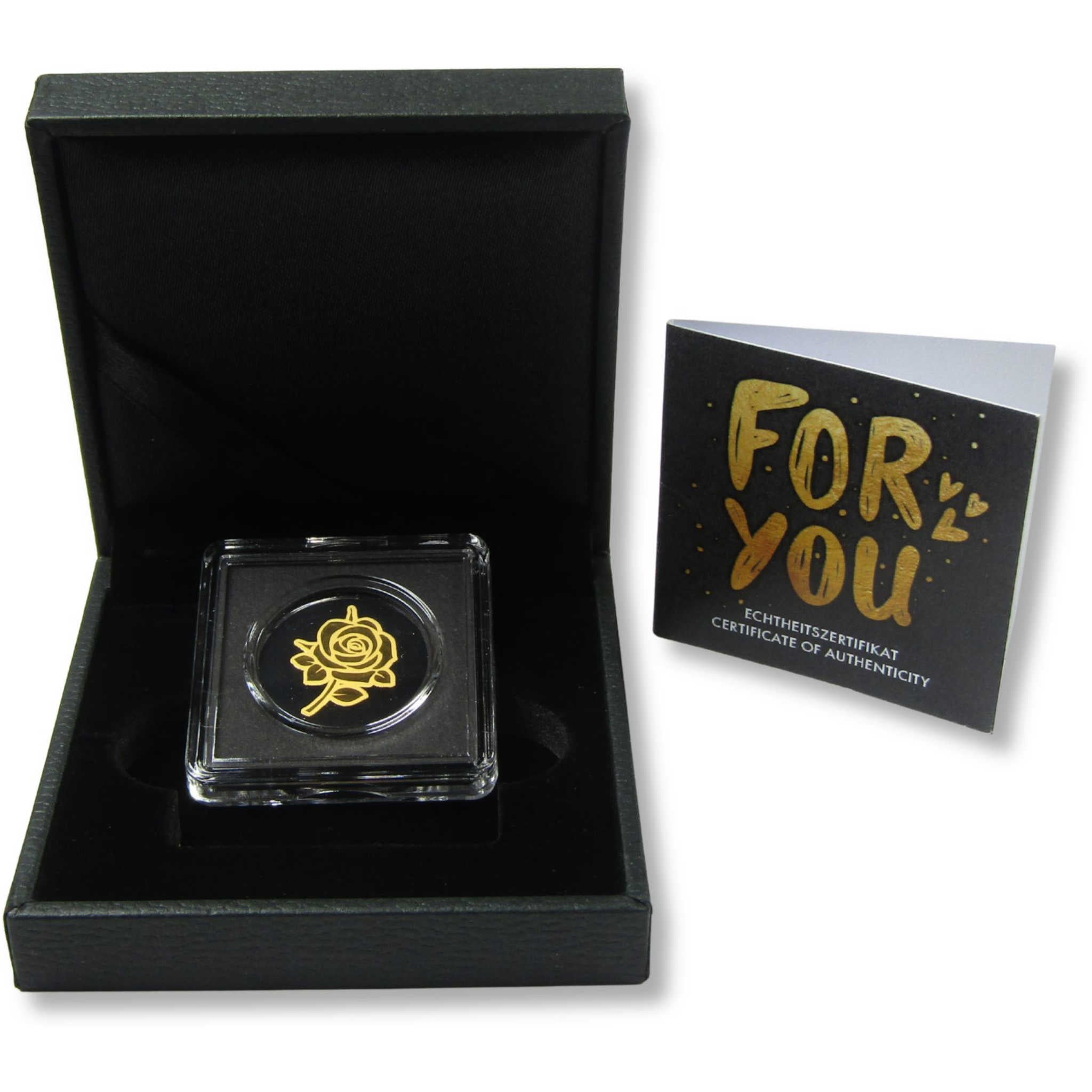 For You Rose in Bloom 1/1000 oz .999 Gold Bar Uncirculated COA