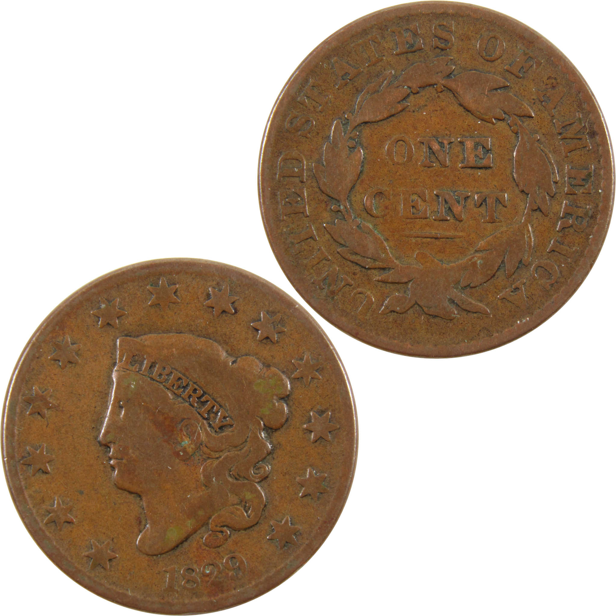 1829 Medium Letters Coronet Head Large Cent VG Very Good SKU:I10741
