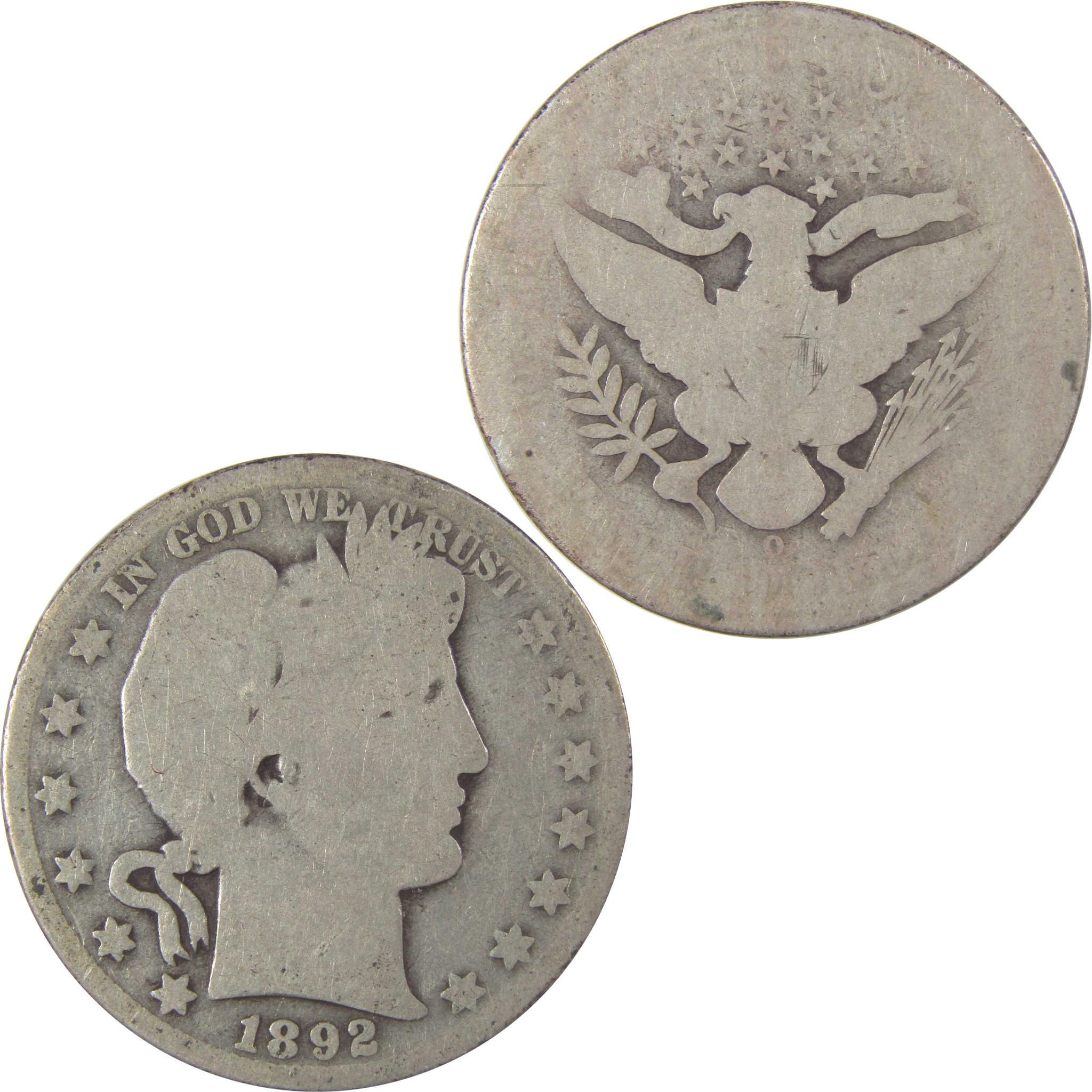 1892 O Barber Silver Half Dollar AG About Good 50c Coin SKU:I25318