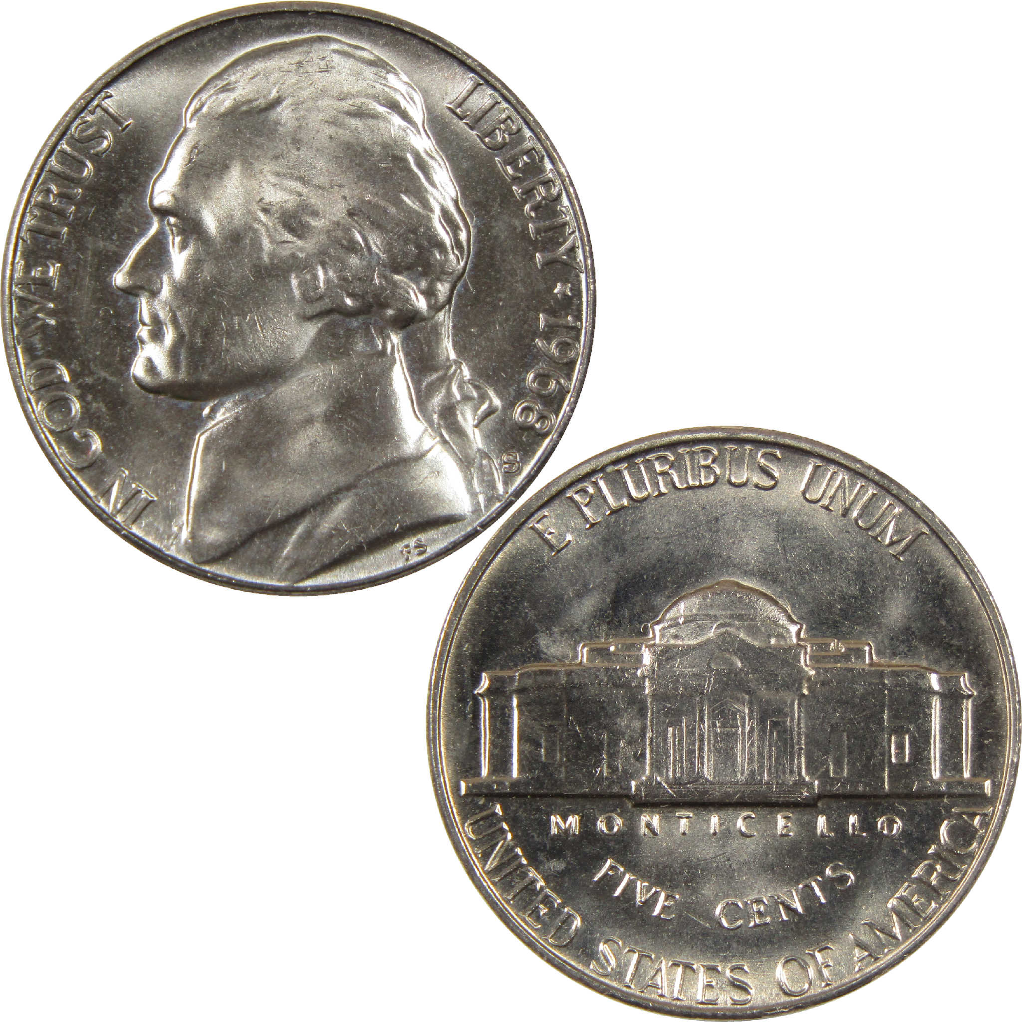 1968 S Jefferson Nickel BU Uncirculated 5c Coin