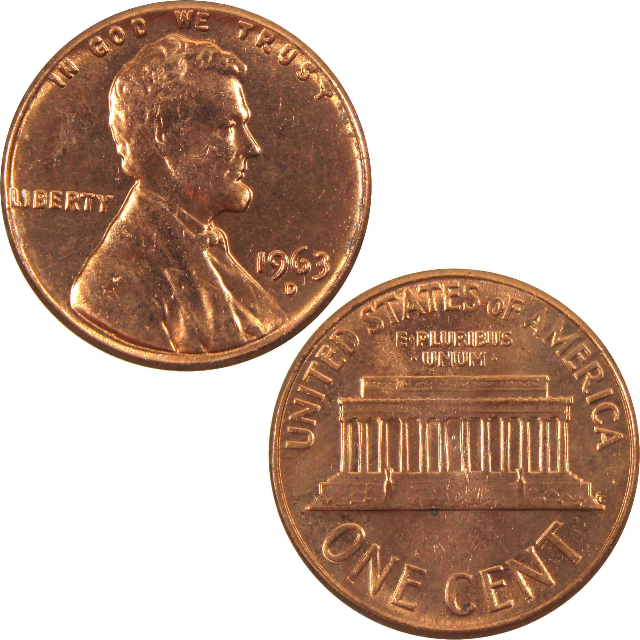 1963 D Lincoln Memorial Cent BU Uncirculated Penny 1c Coin