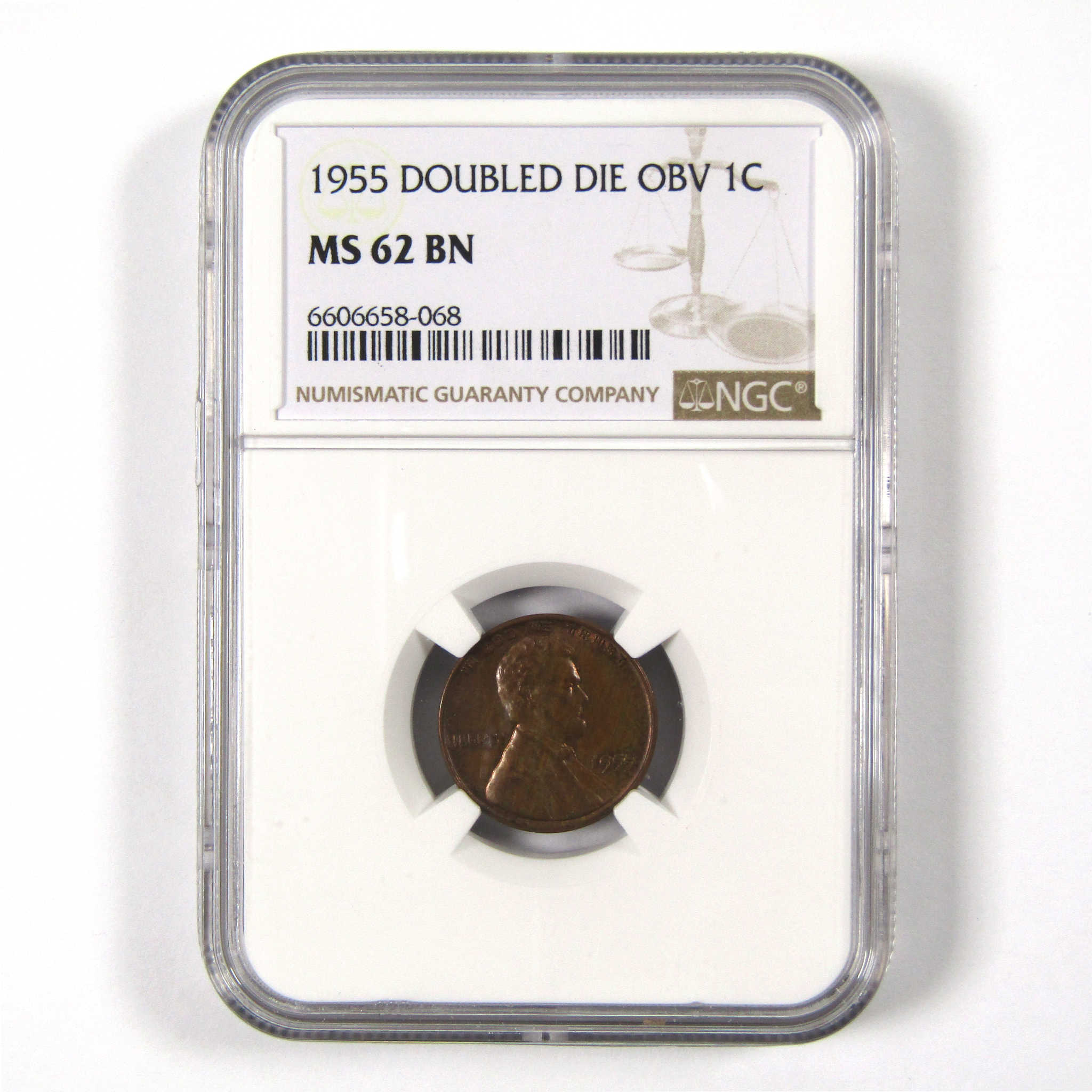 1955 DDO Double Die Obverse Lincoln Wheat Cent MS 62 BN NGC SKU:I8429