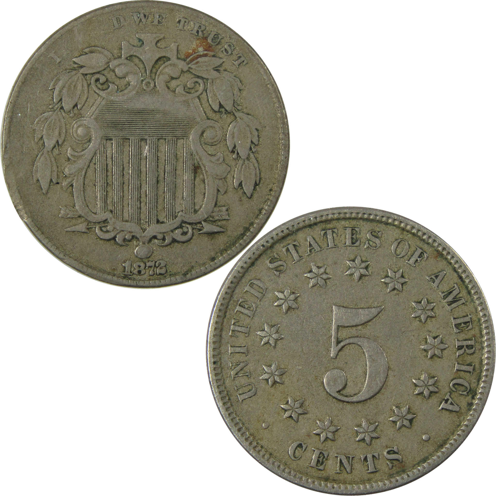 1872 Shield Nickel VF Very Fine 5c Coin Collectible SKU:I28246