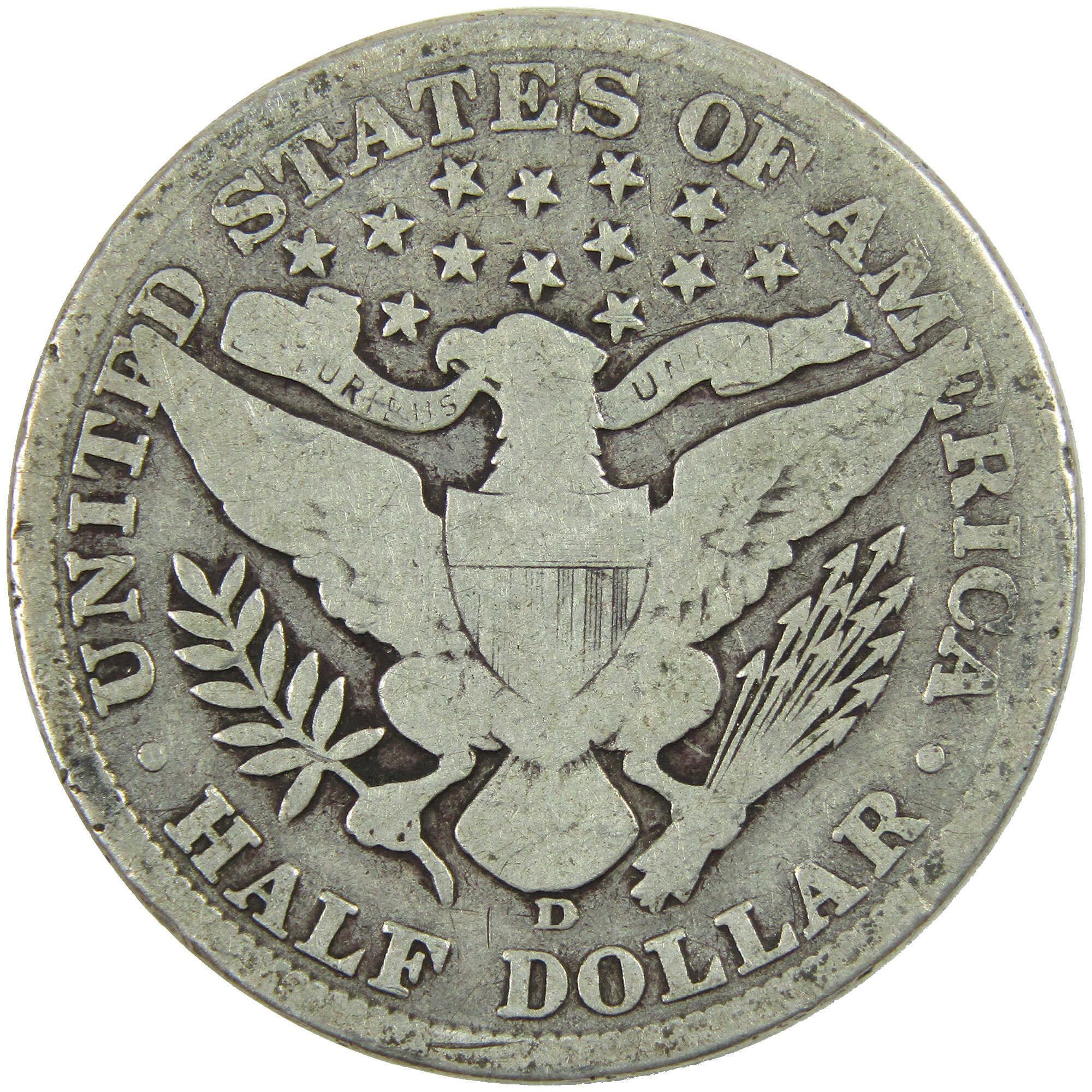 1907 D Barber Half Dollar G Good Silver 50c Coin SKU:I12771