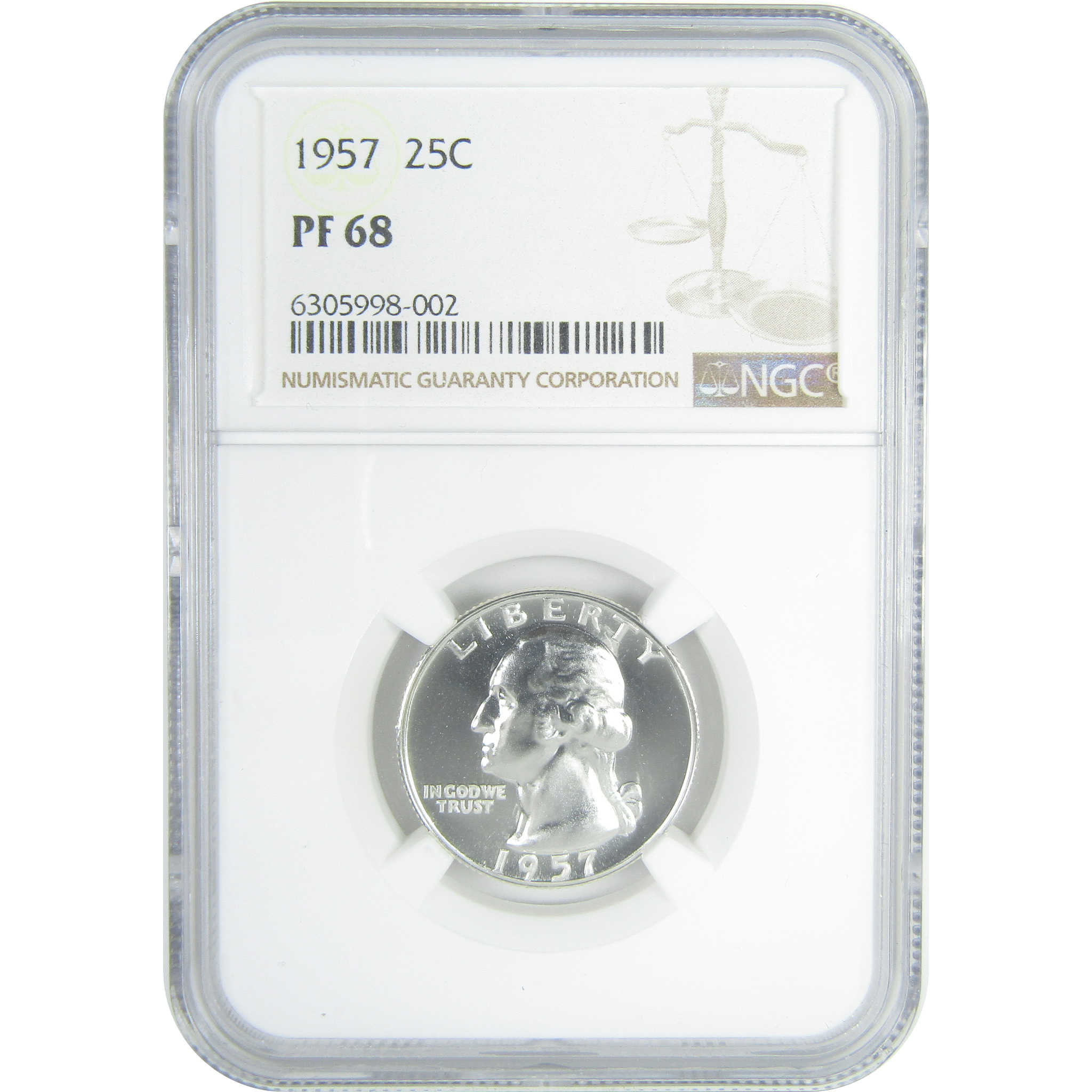 1957 Washington Quarter PF 68 NGC Silver Proof 25c Coin SKU:CPC9624