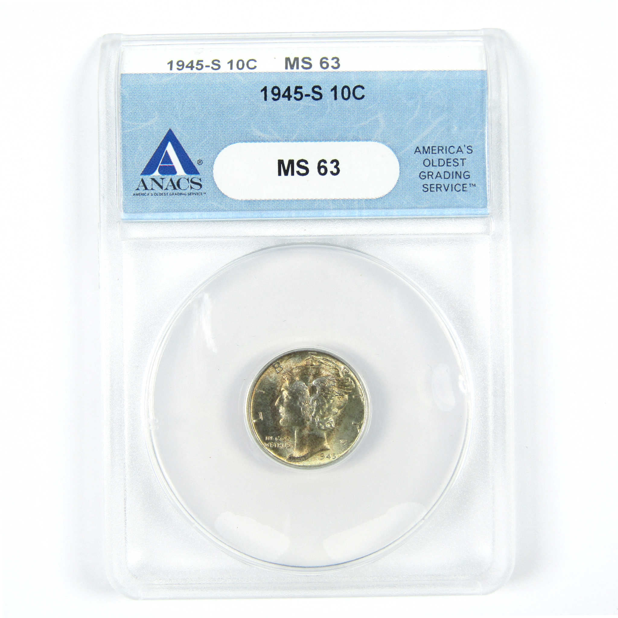 1945 S Mercury Dime MS 63 ANACS Silver 10c Uncirculated SKU:I15027