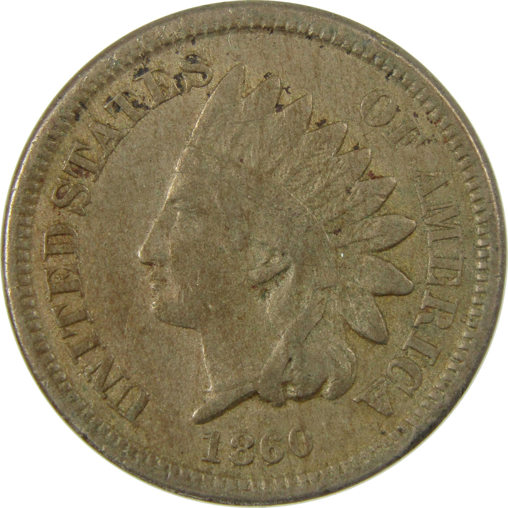 1860 Indian Head Cent VF Very Fine Details Penny 1c Coin SKU:CP1264