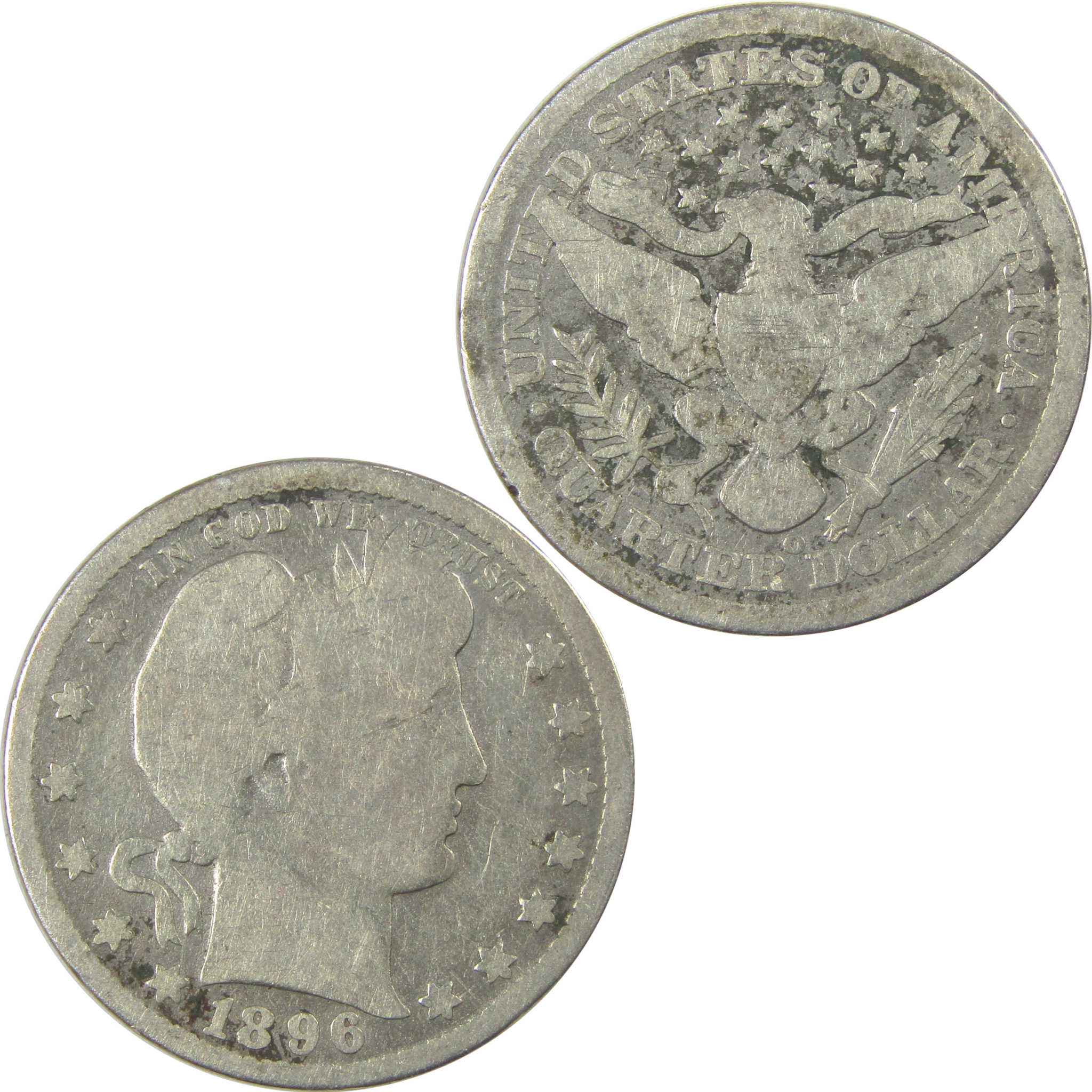 1896 O Barber Quarter G Good Details Silver 25c Coin SKU:I21853