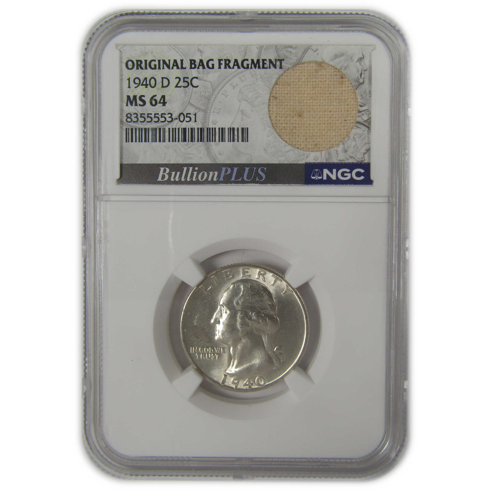 1940 D Washington Quarter MS 64 NGC Original Bag Fragment SKU:I22600