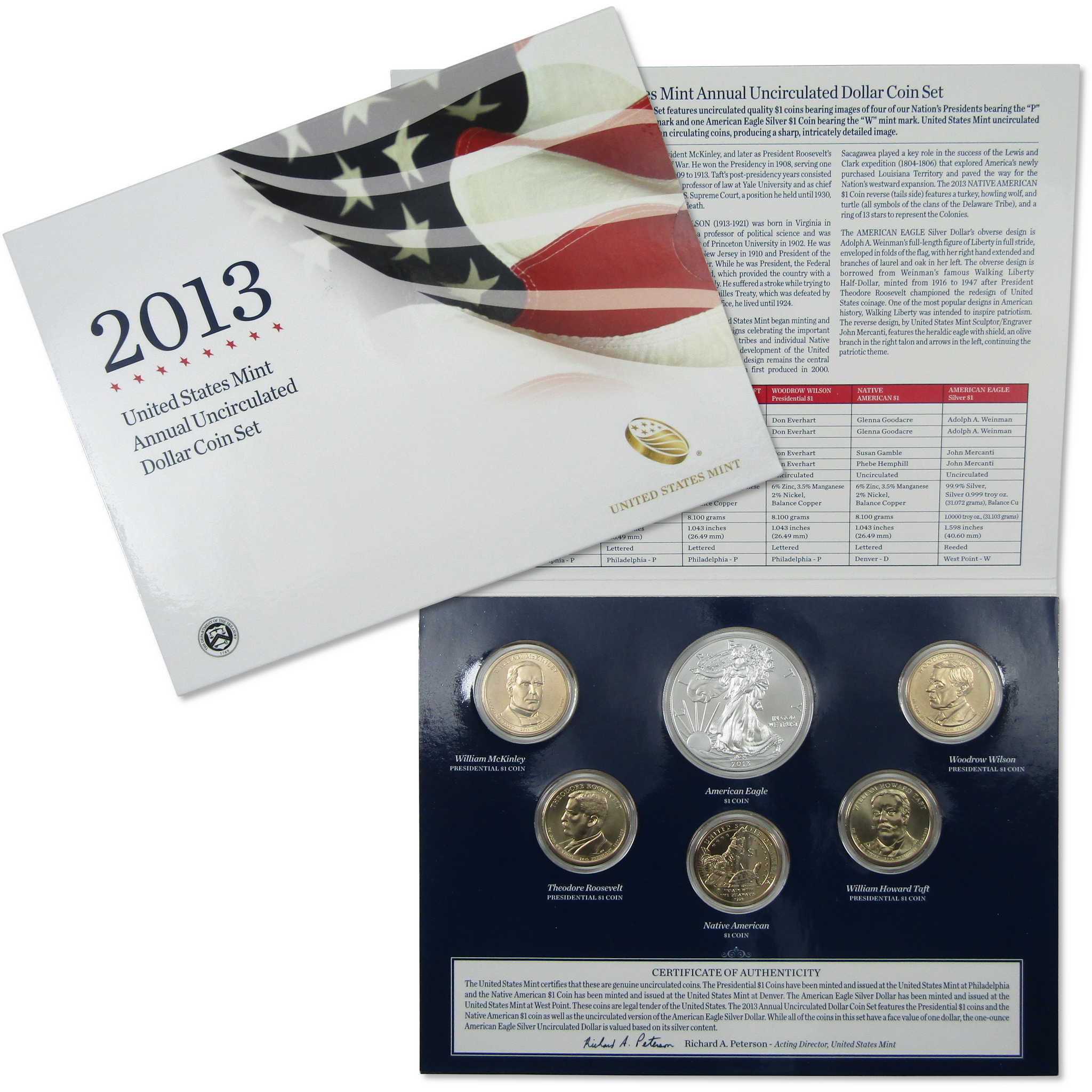 2013 U.S. Mint Annual Uncirculated Dollar Coin Set OGP COA SKU:CPC3847