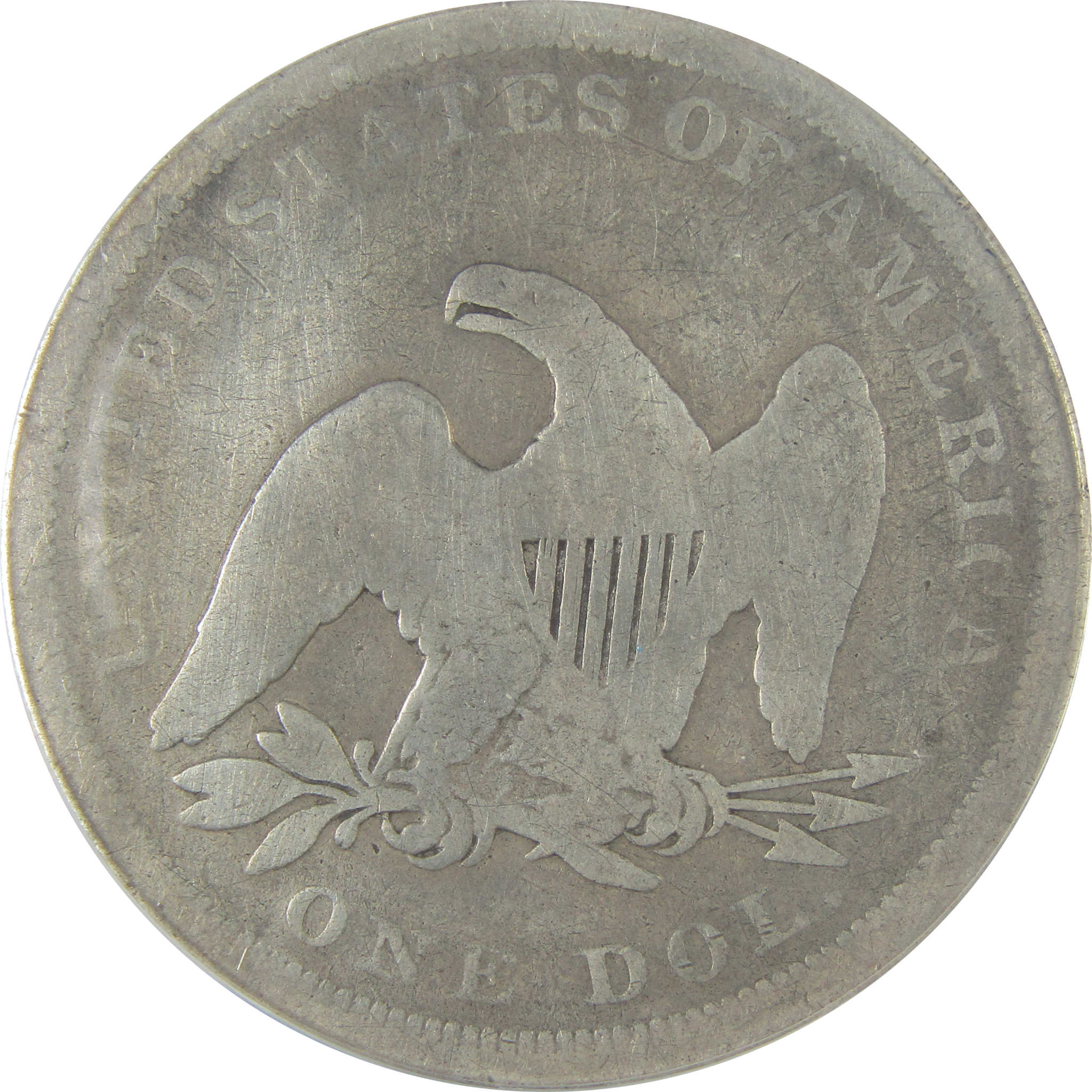 1843 Seated Liberty Dollar G 4 Details ANACS Silver $1 Coin SKU:I22974