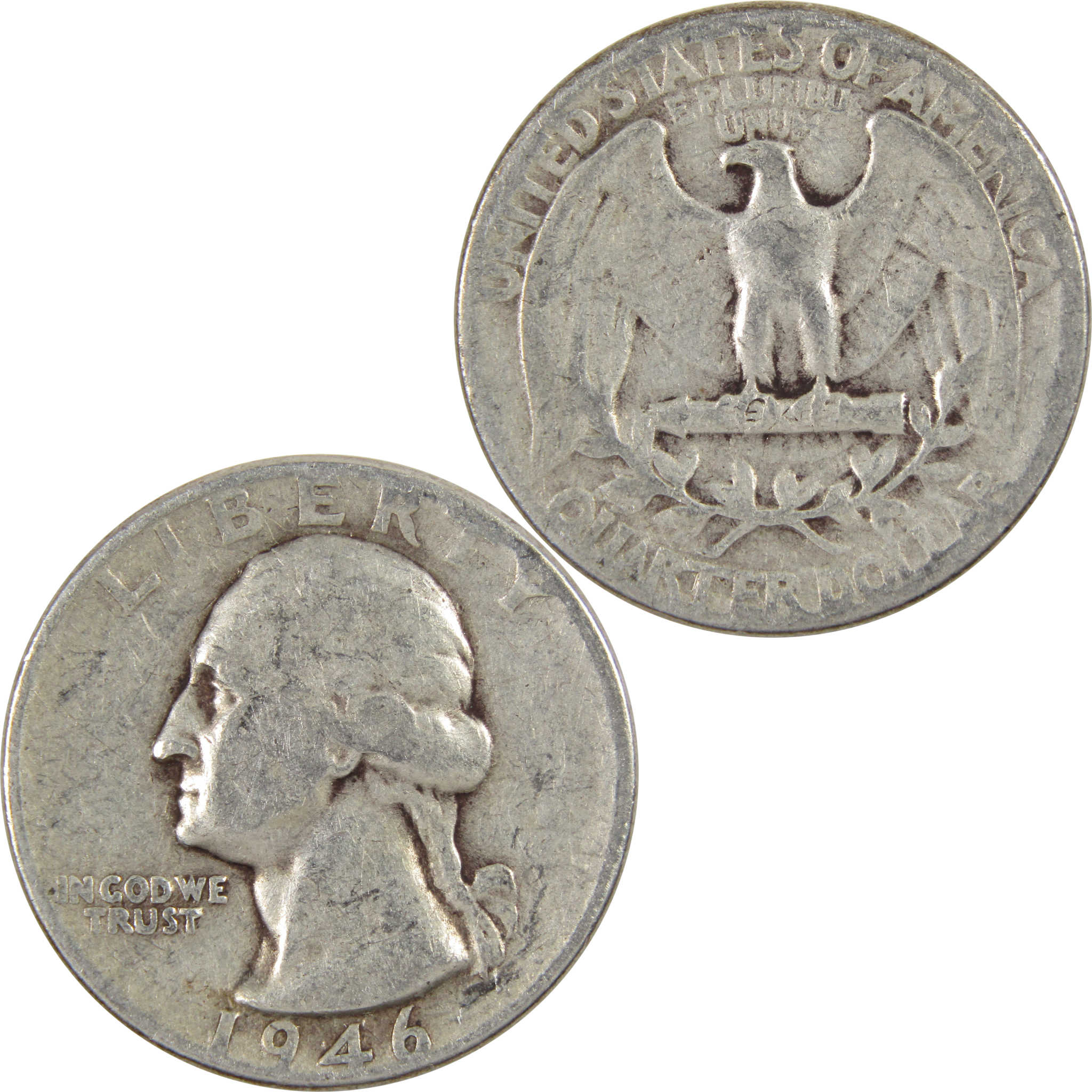 1946 Washington Quarter AG About Good 90% Silver 25c Coin