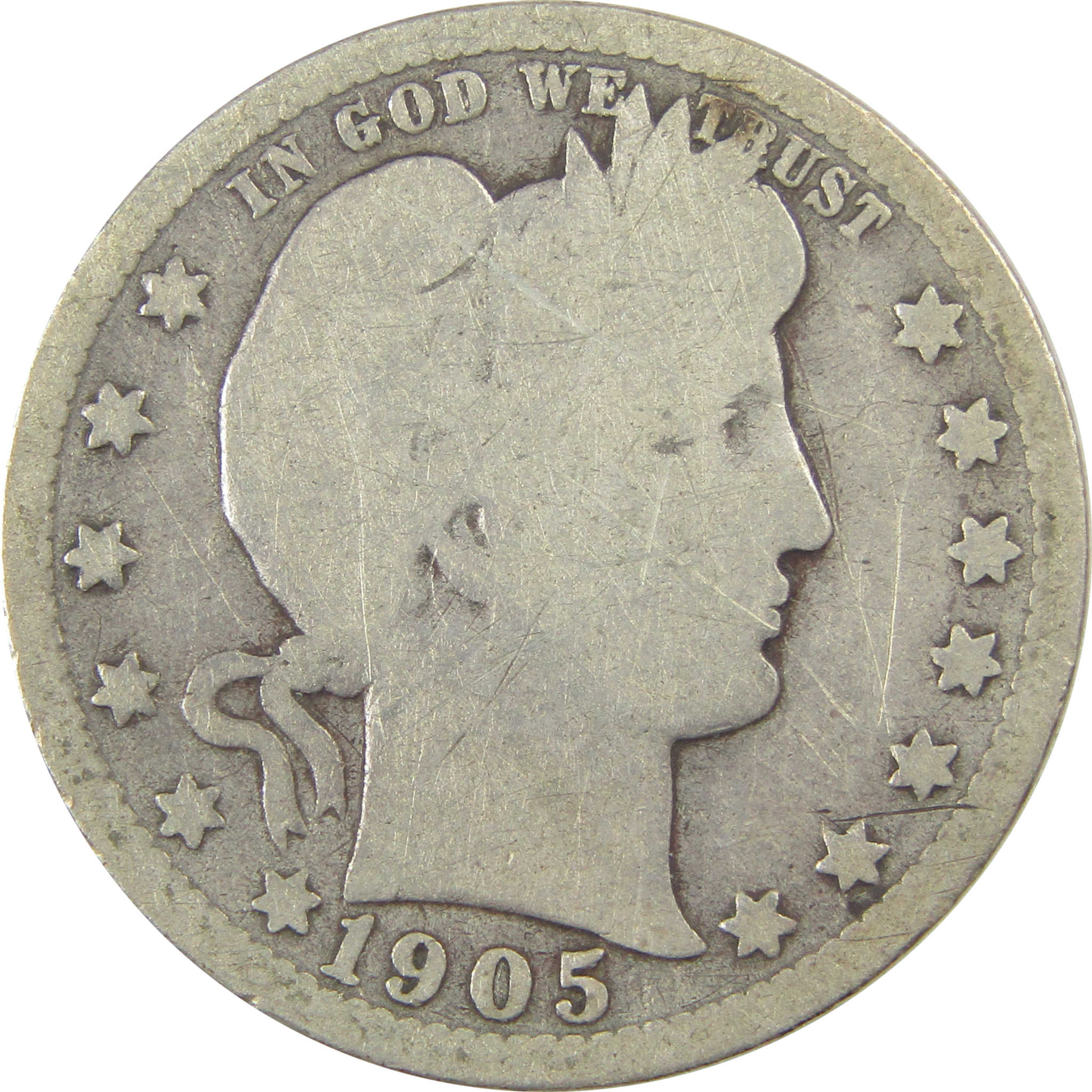1905 O Barber Quarter G Good Details Silver 25c Coin SKU:I21818