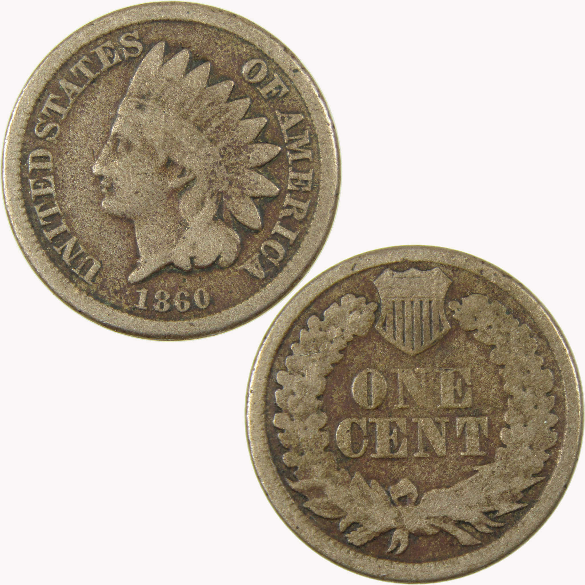 1860 Indian Head Cent G Good Penny 1c Coin SKU:CP1066
