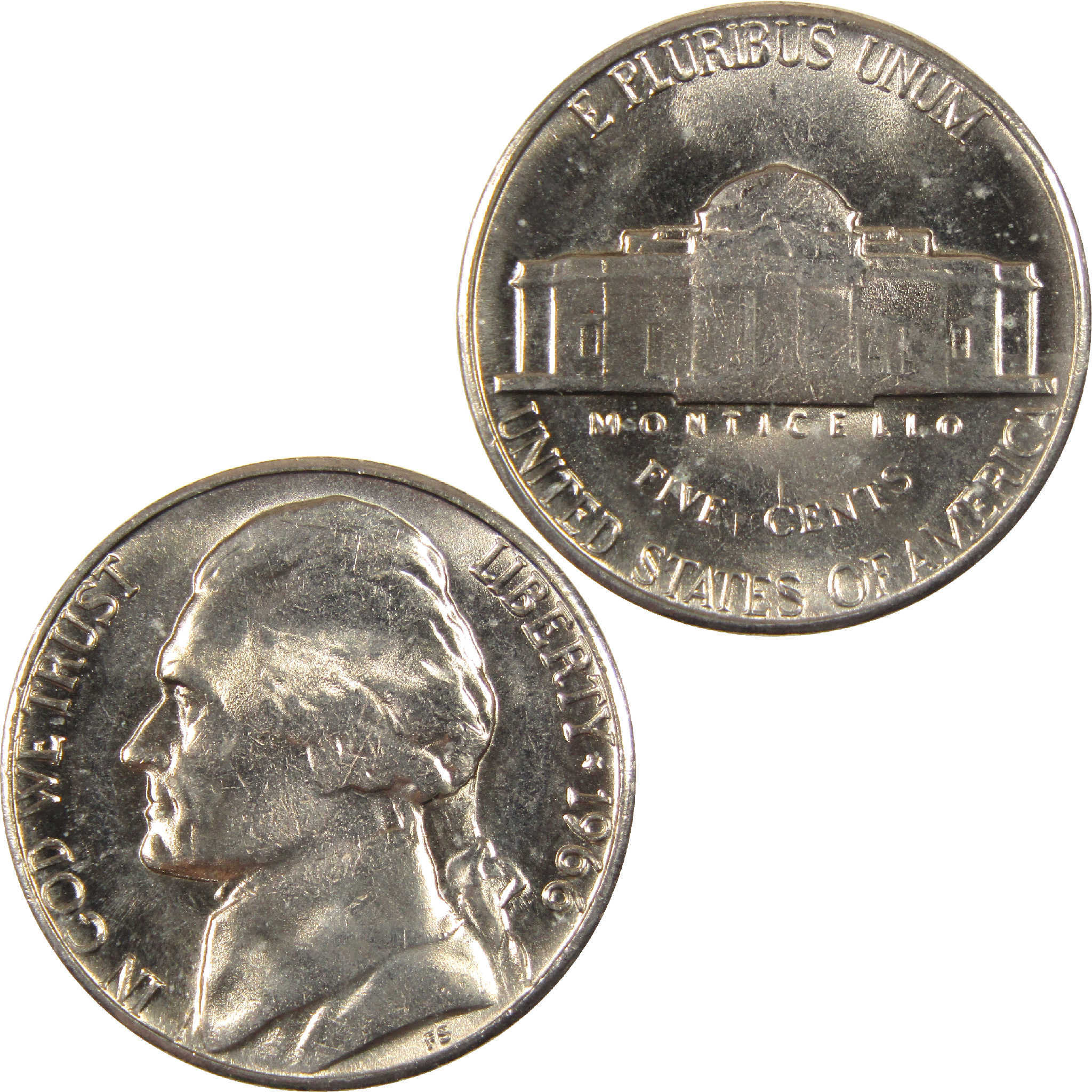 1966 Jefferson Nickel Uncirculated 5c Coin