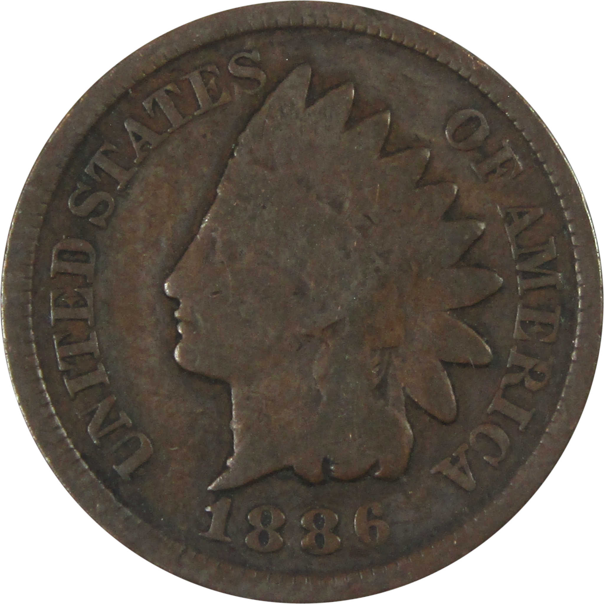 1886 Type 2 Indian Head Cent G Good Penny 1c Coin SKU:I15144