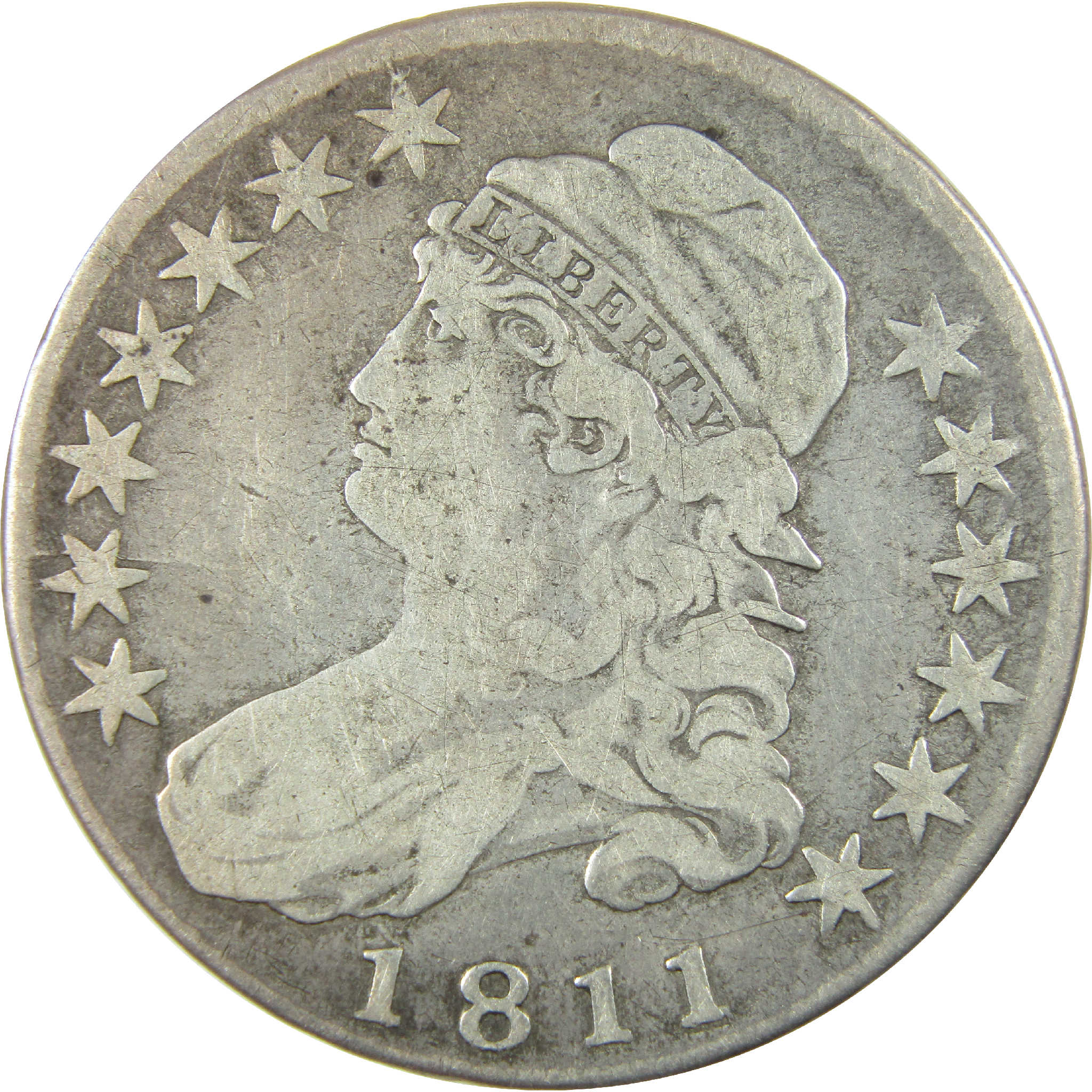 1811 Large 8 Capped Bust Silver Half Dollar VG Very Good 50c Coin