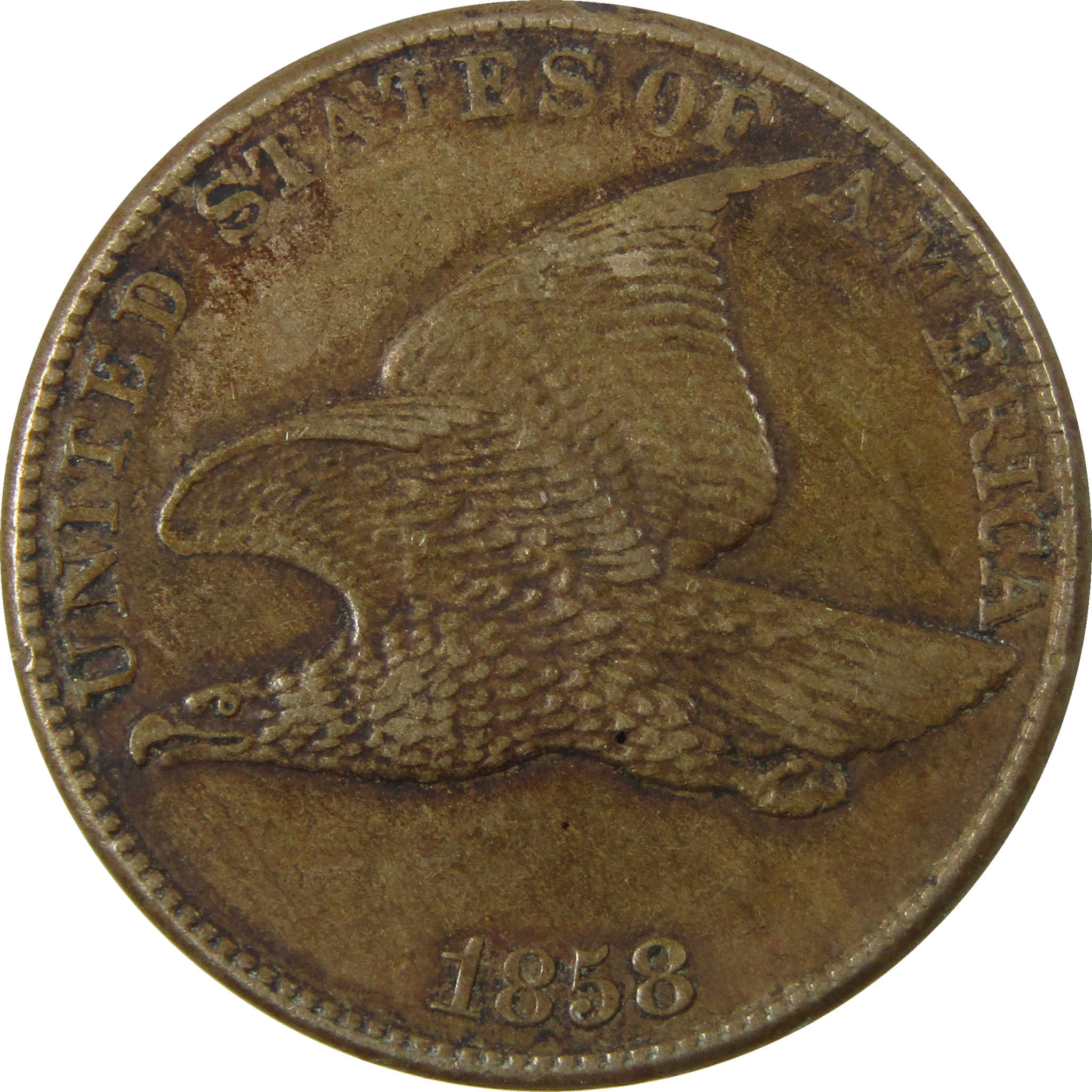 1858 Large Letters Flying Eagle Cent AU About Uncirculated SKU:I28488