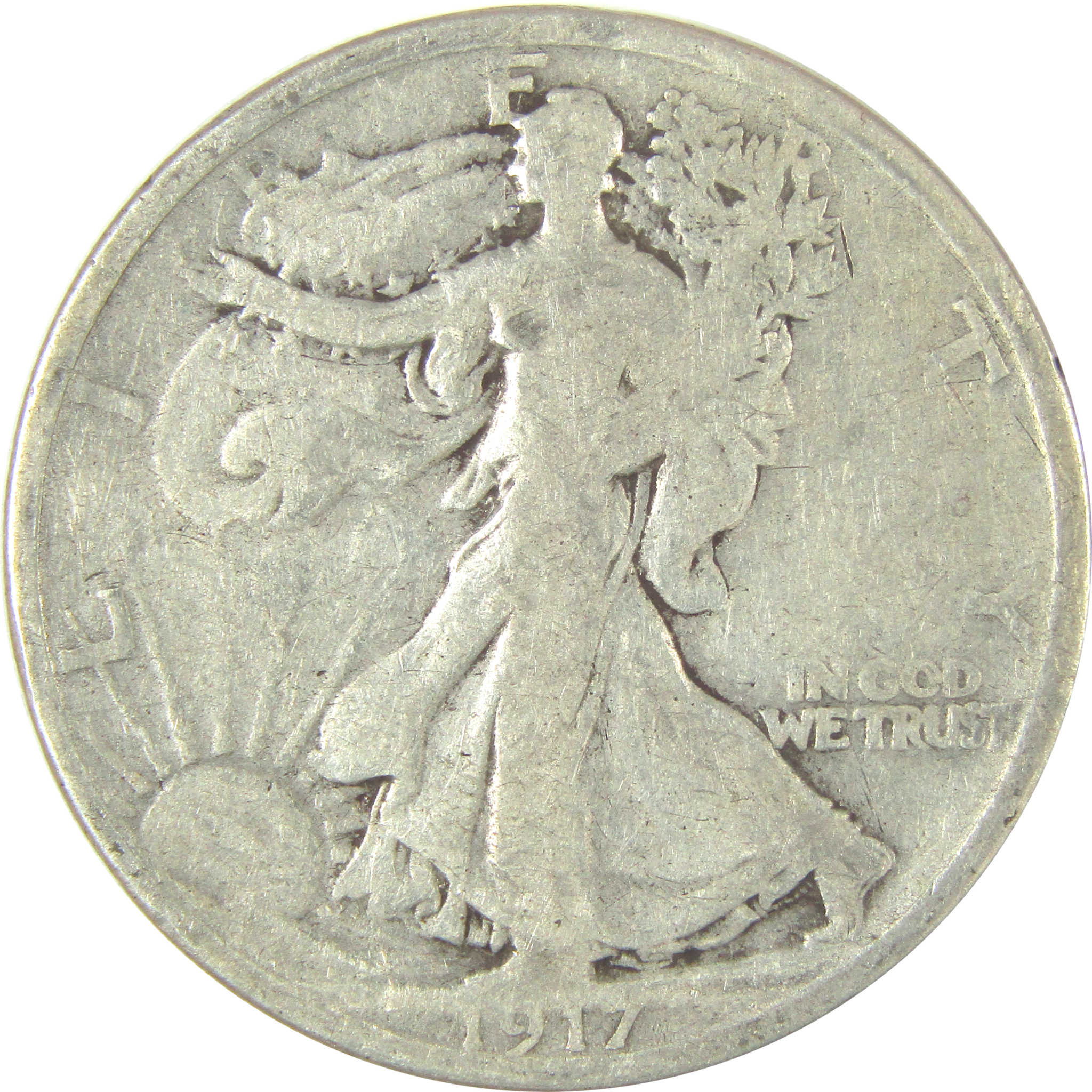 1917 S Reverse Liberty Walking Half Dollar G Good Details SKU:I22486