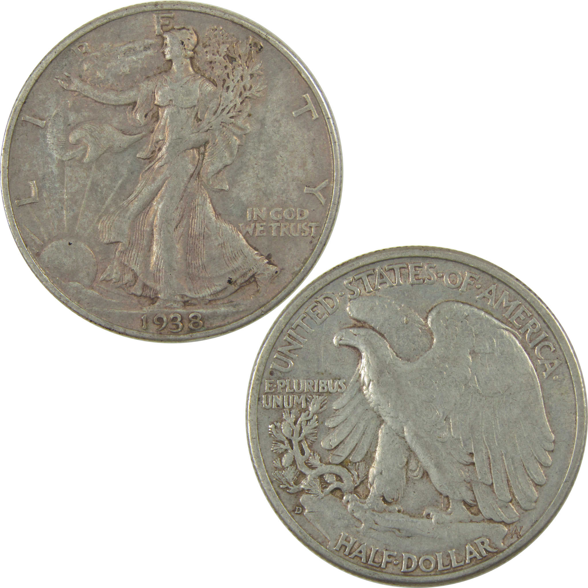 1938 D Liberty Walking Half Dollar XF EF Extremely Fine SKU:CPC0720