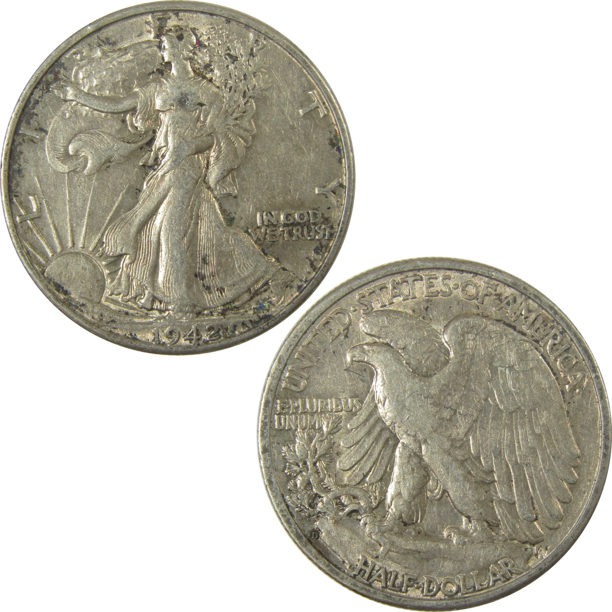 1942 D Liberty Walking Half Dollar XF EF Extremely Fine SKU:CPC0539